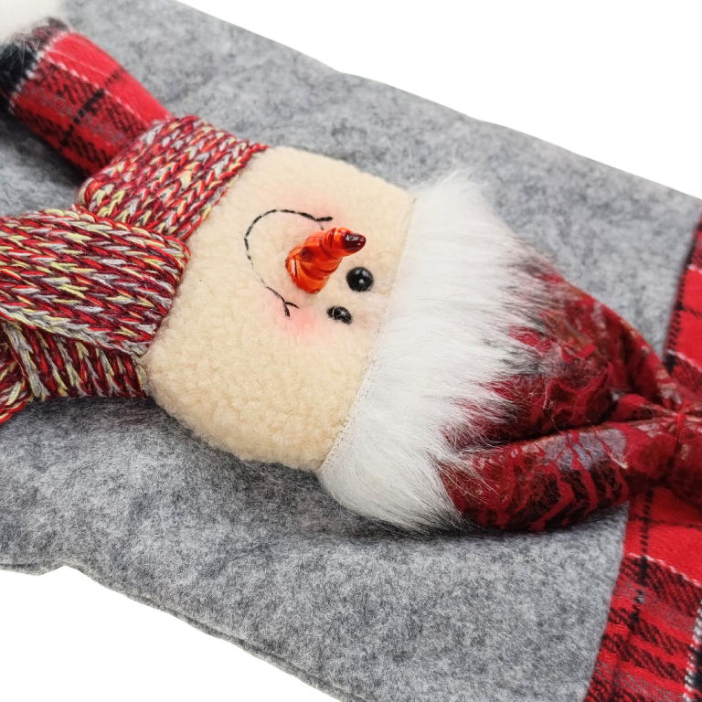 skarpeta świąteczna bałwan 3D miękki polar beżowy dół