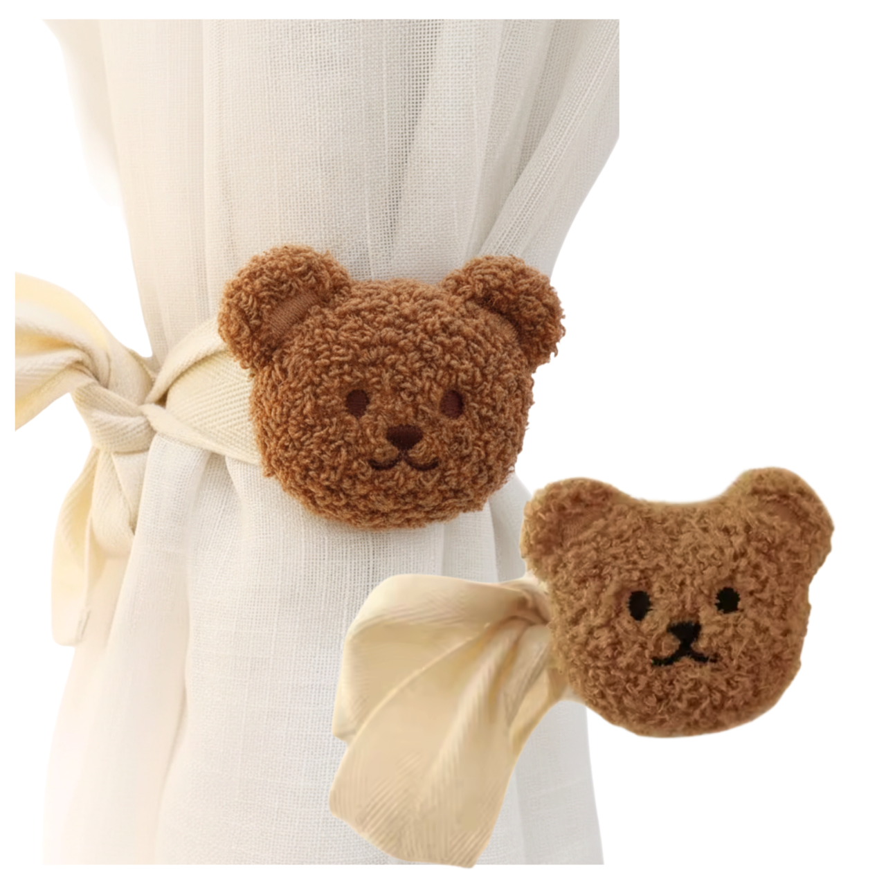 upinacz do firan i zasłon brązowy miś zestaw 2 sztuki uchwyt do zasłon firanek pokój dziecięcy