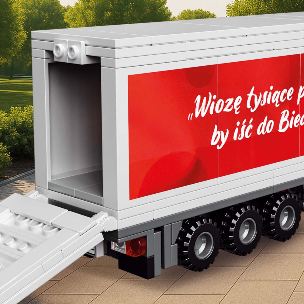 klocki ciężarówka tir biedronka metropolis elefun dostawa do sklepu