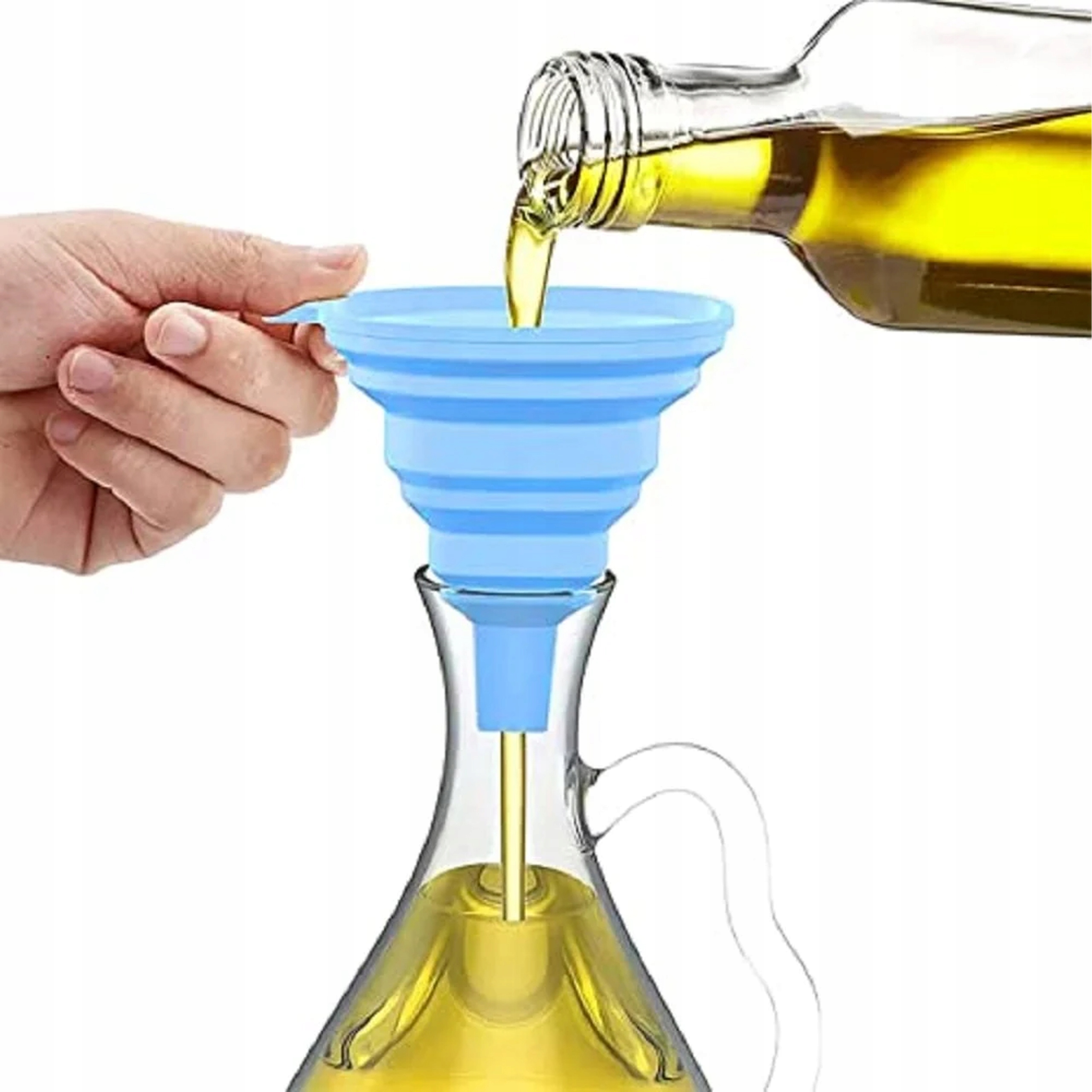 składany lejek silikonowy harmonijka niebieski wymiary 6 cm 7 cm