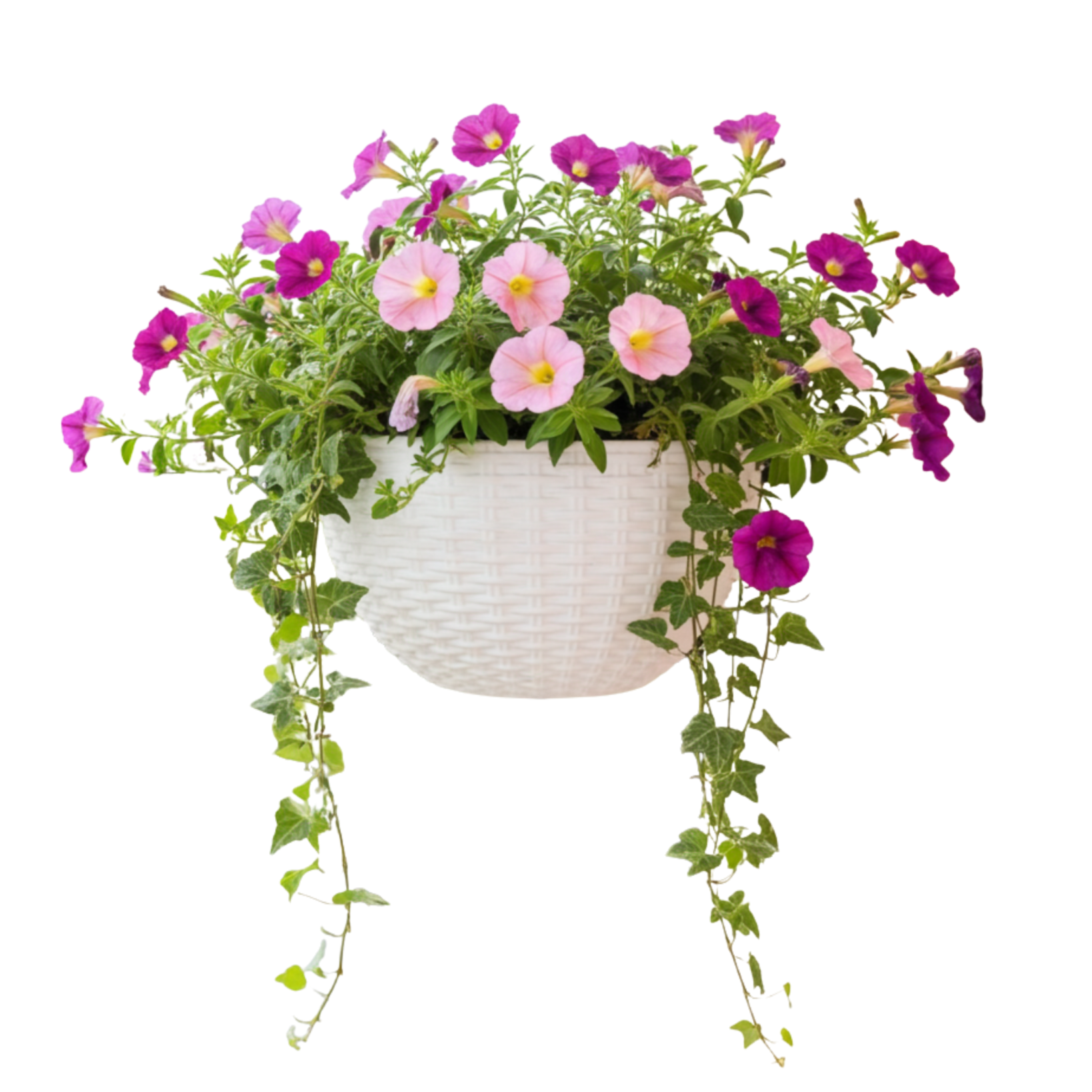 doniczka wisząca simplo biała rattan na balkon taras ścianę 5903068136955