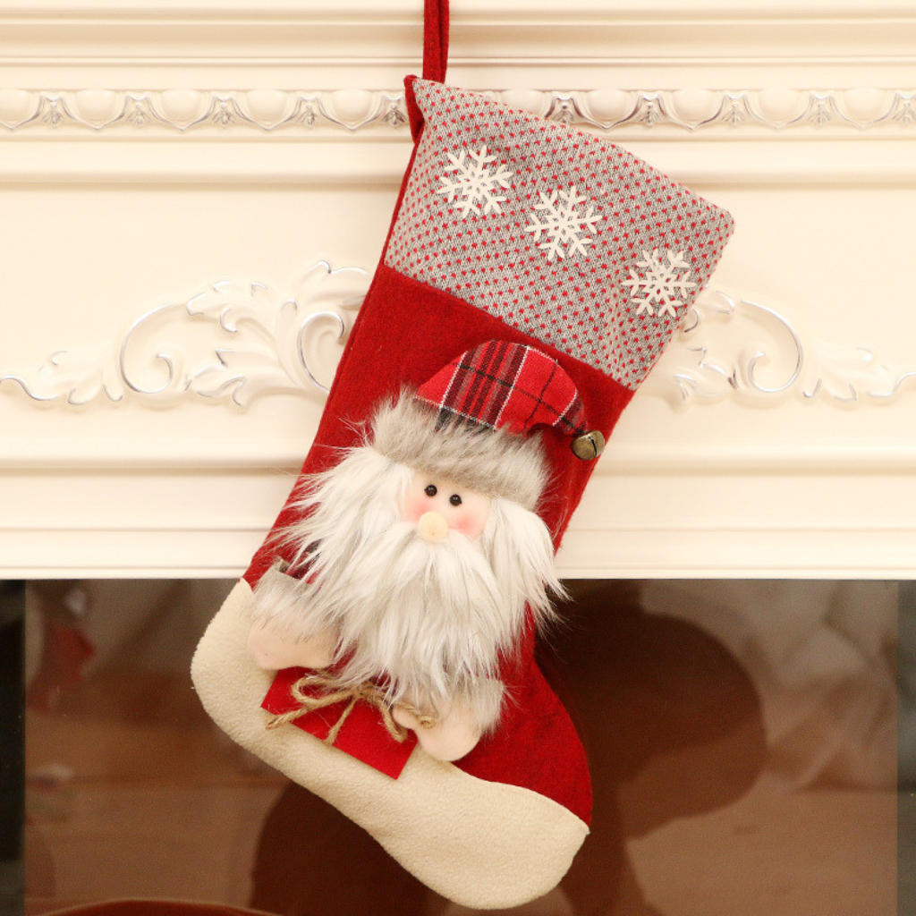 boże narodzenie skarpeta mikołaj 3D czerwono beżowa dekoracja