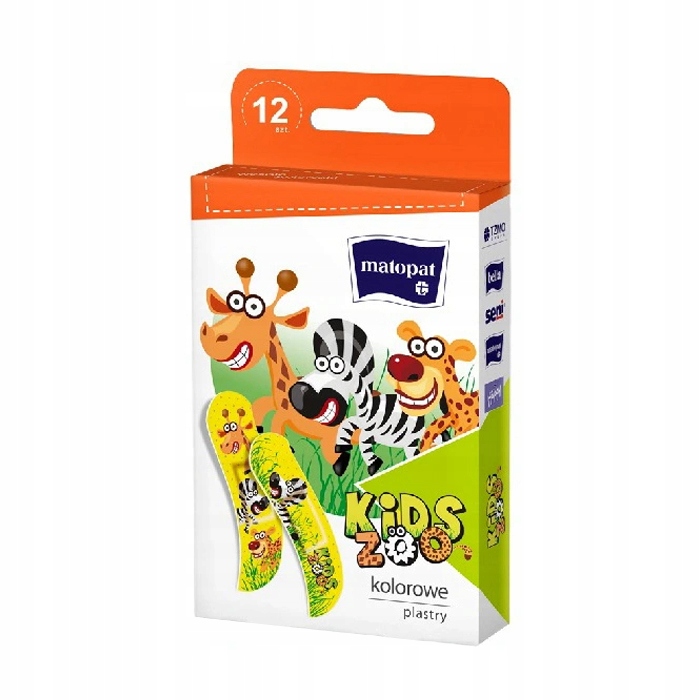 Kolorowe plastry Kids Zoo dla dzieci 12 sztuk matopat EAN 5900516863913