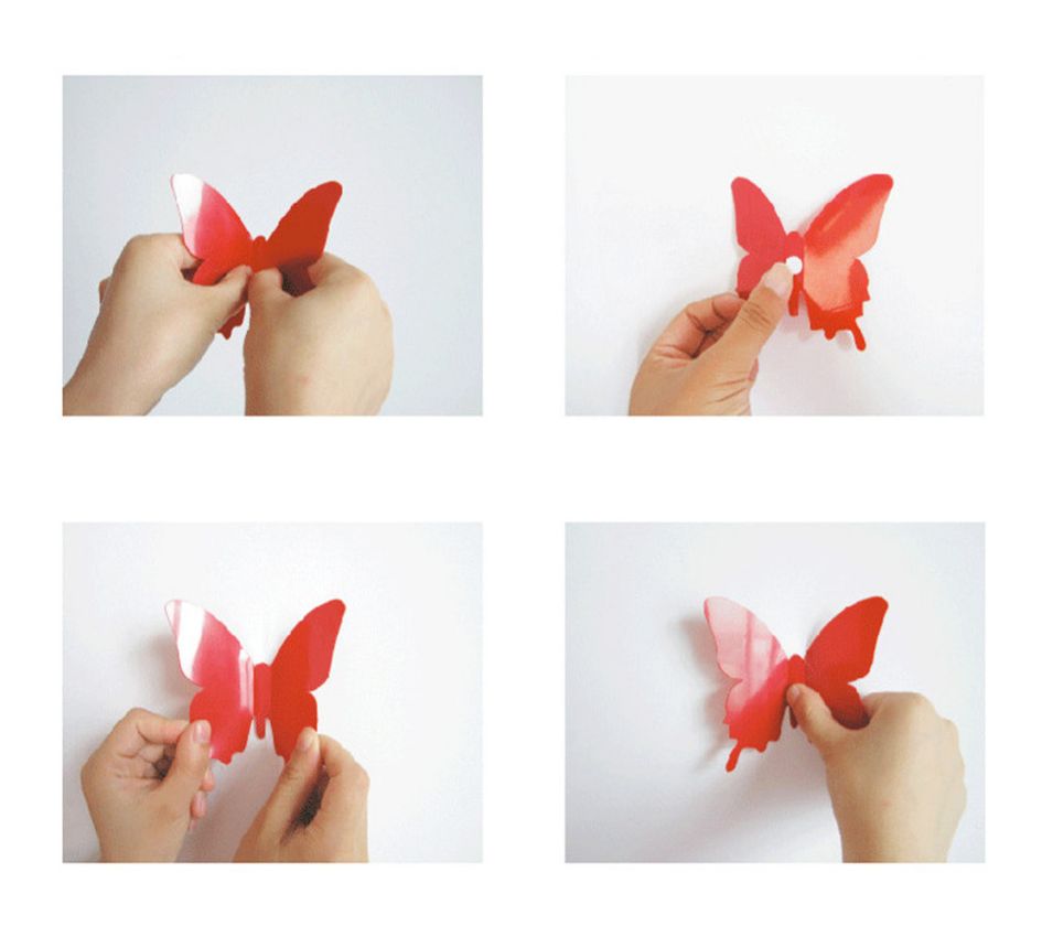 montaż naklejek motyle 3D taśma dwustronna zdjęcie 4