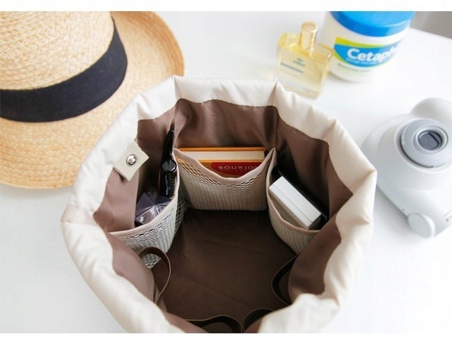 duża kosmetyczka podróżna flaming ecru kieszenie saszetki solidna simplo