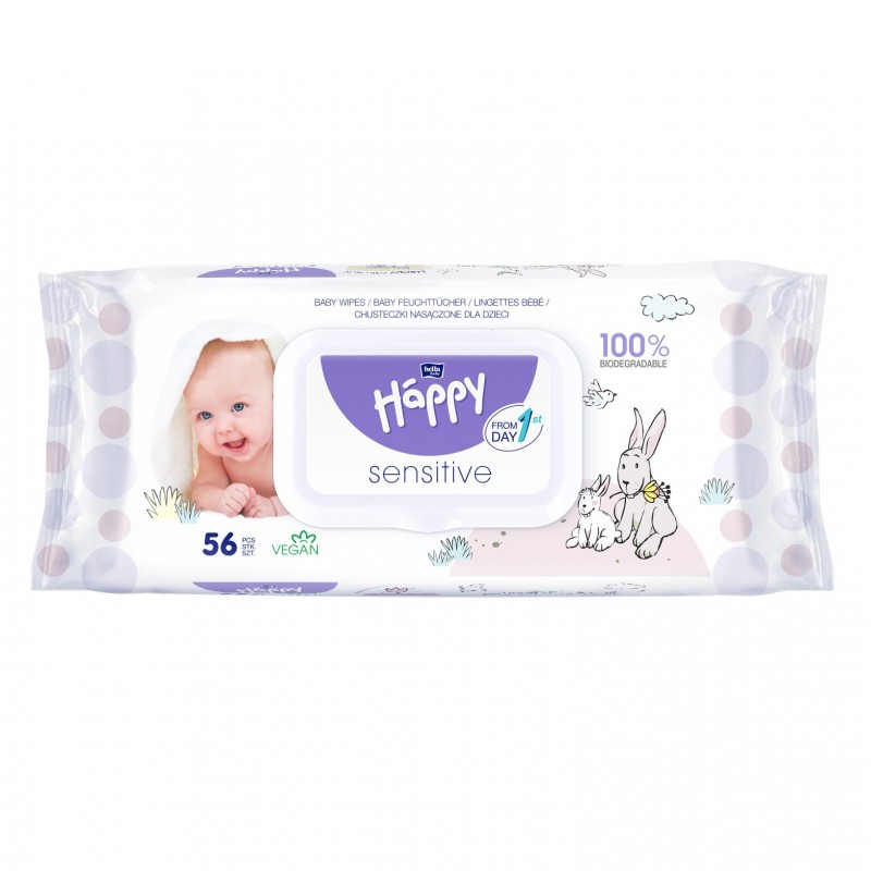 Bella Baby Happy Sensitive chusteczki nawilżane dla niemowląt i dzieci 56 szt 5900516421069