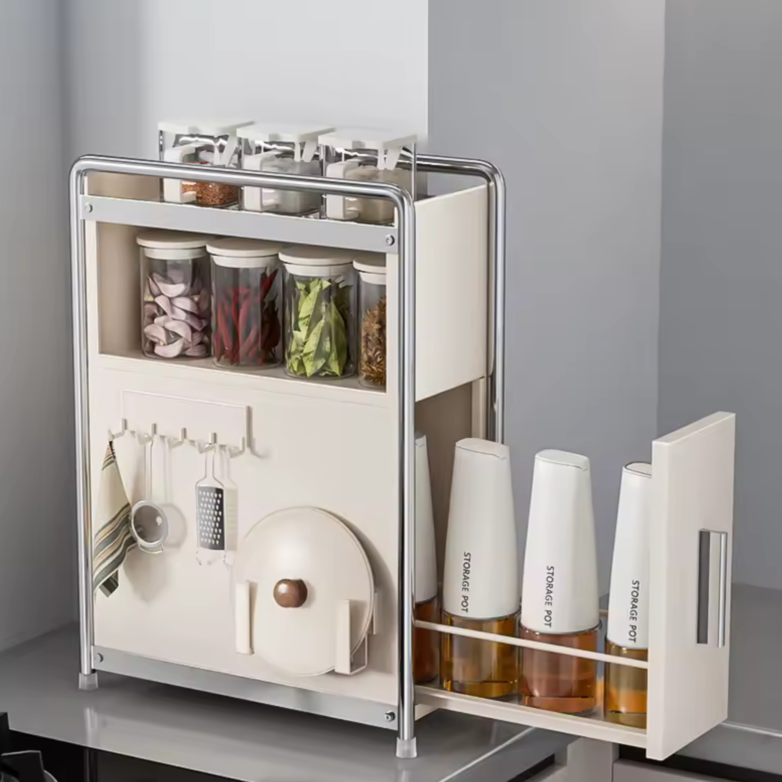 organizer kuchenny na przyprawy szafka cargo nablatowa simplo bezowa zlozona