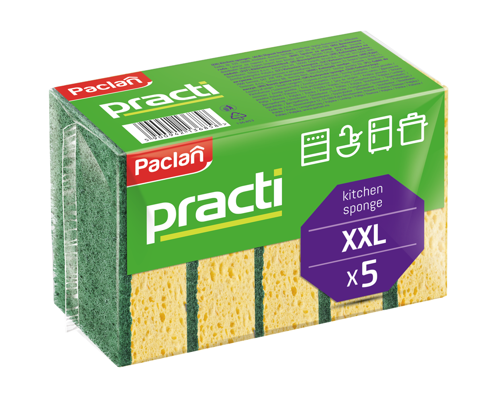 gąbki zmywaki kuchenne paclan xxl 5 szt dwustronne 10x7x3 cm 5900942136858