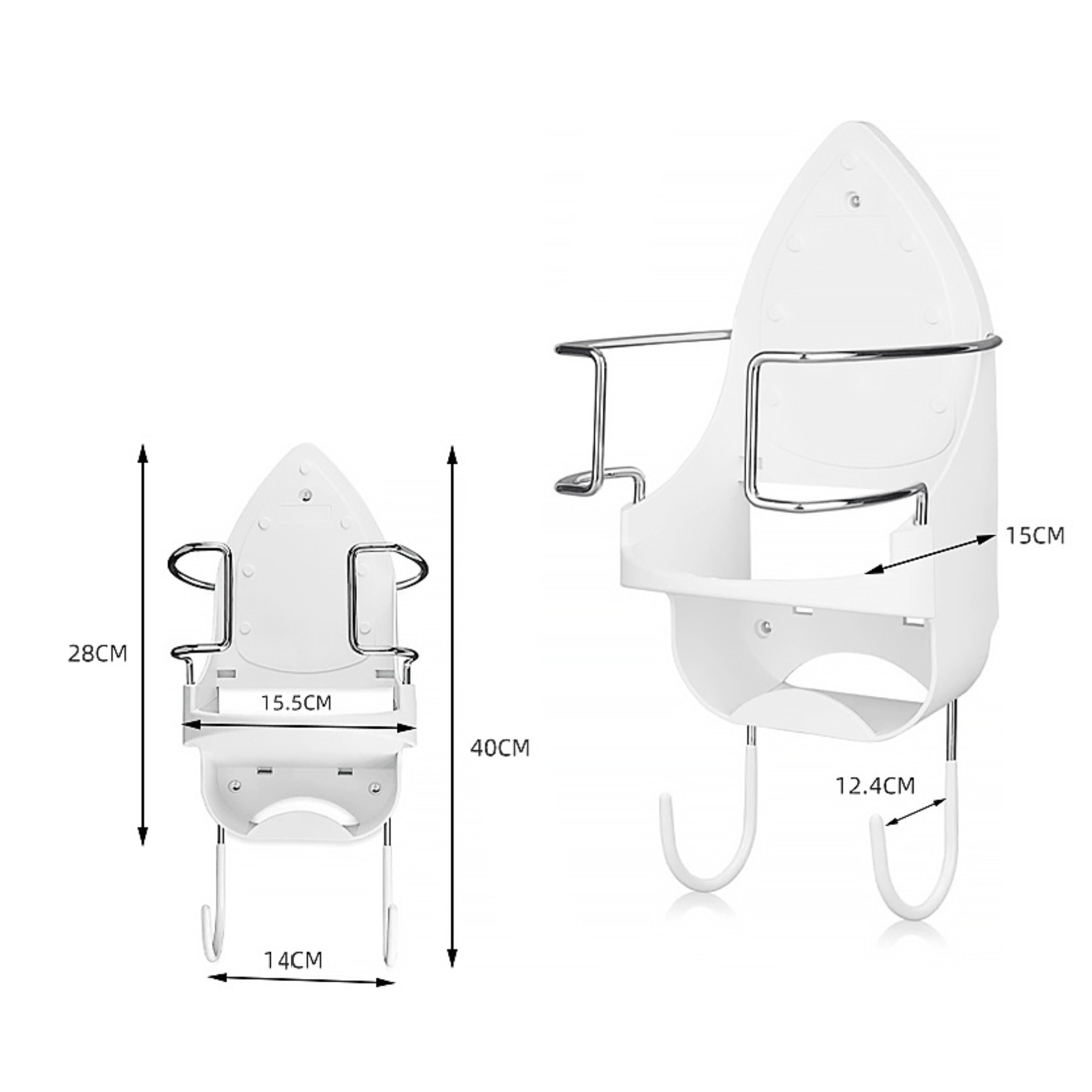uchwyt na żelazko i deskę do prasowania simplo biały specyfikacja wymiary 40cm 14cm 15cm ean 5903068138195