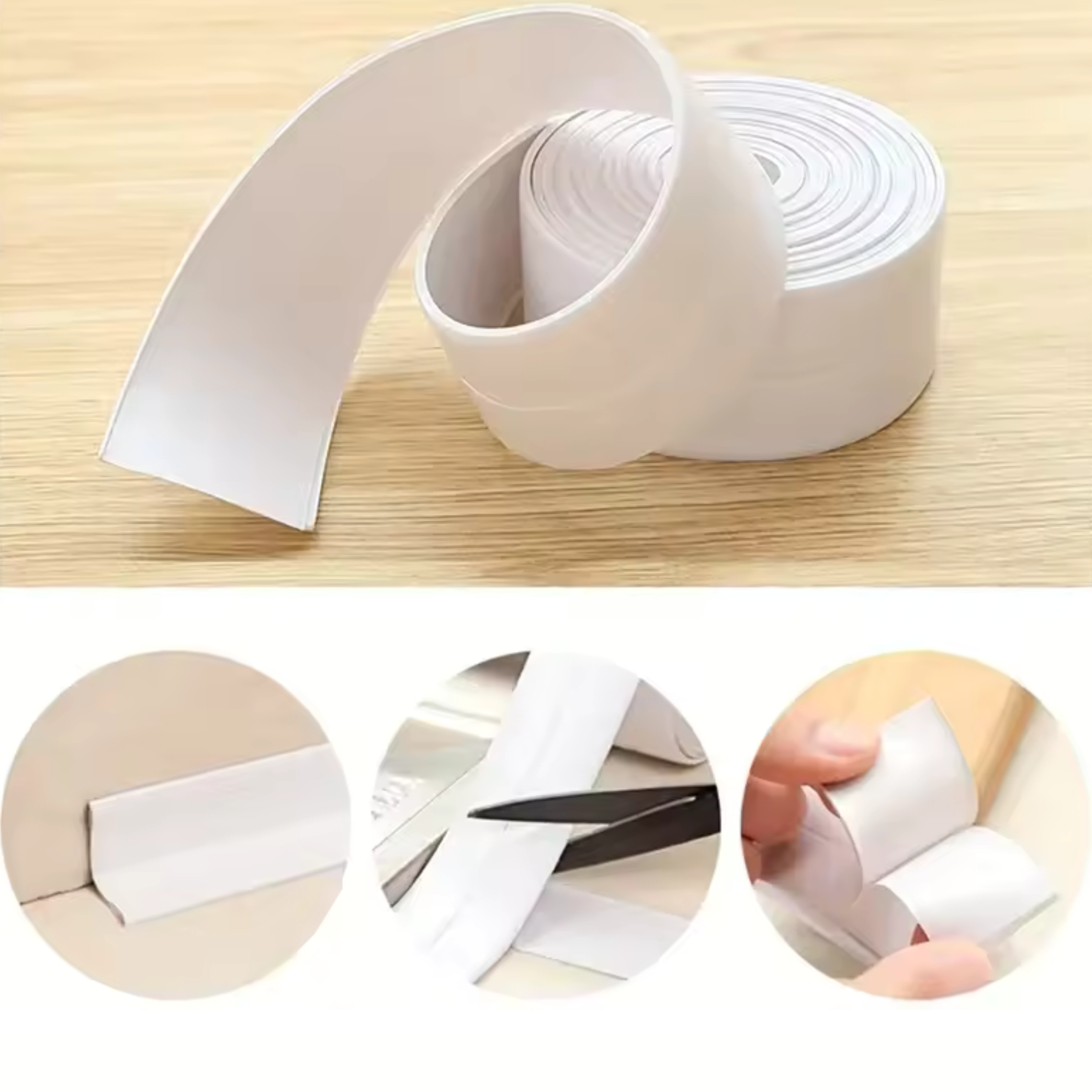 silikonowa tasma uszczelniajaca wodoodporna do wanny i zlewu simplo biala