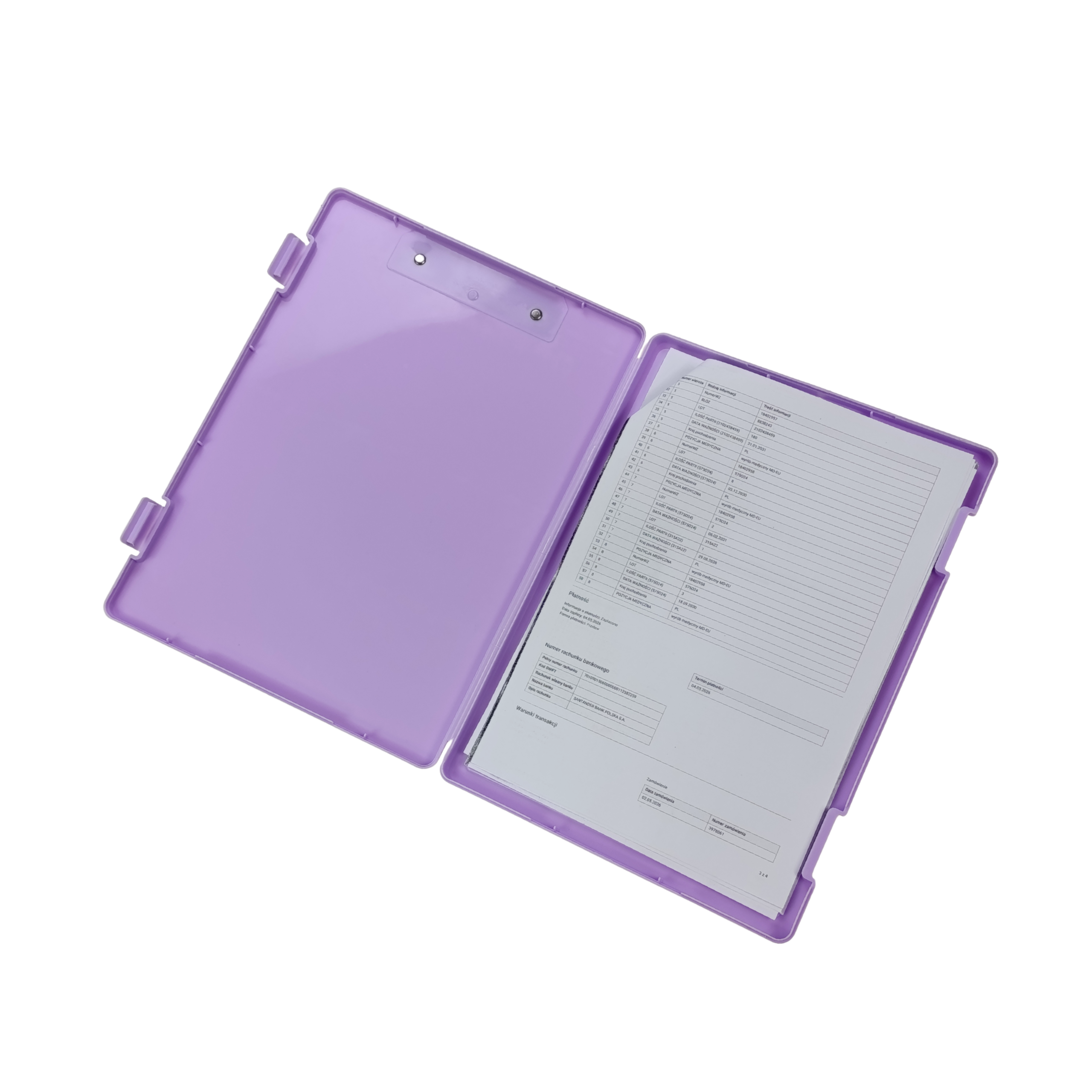 clipboard A4 do pracy w terenie teczka z klipsem fioletowa 5903068132209