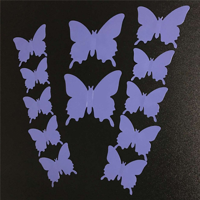 naklejki motyle 3D fiolet dekoracje pokoju zdjęcie 2