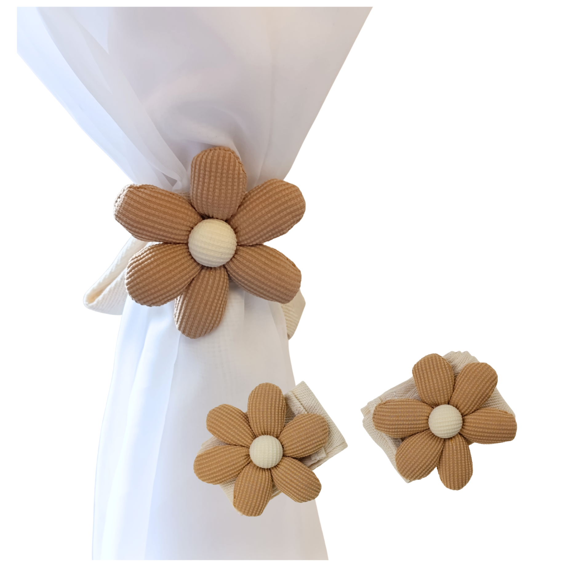 upinacz do zasłon firan kwiatek brązowy zestaw 2 szt zdjęcie produktu