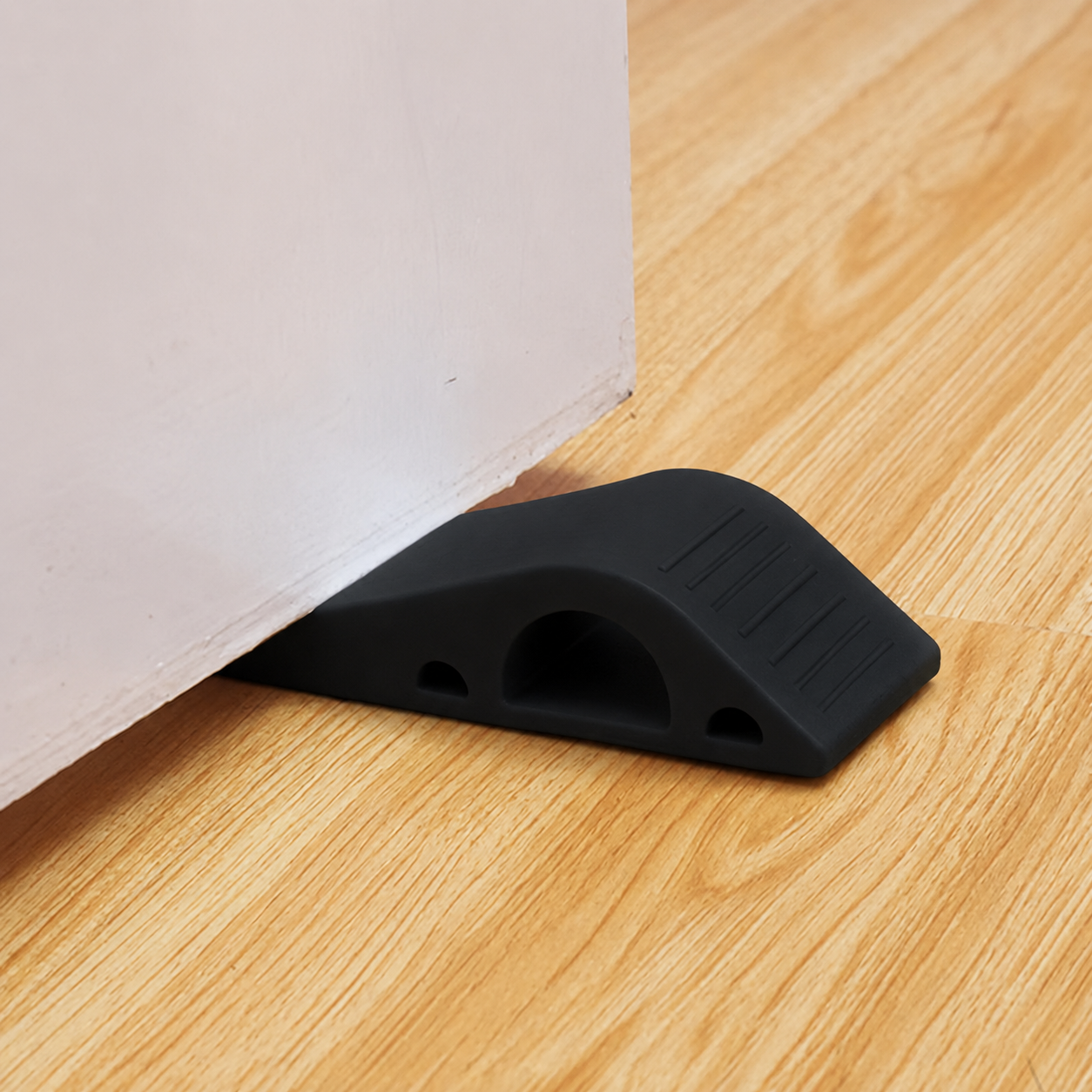 czarny gumowy klin do drzwi simplo widok produktu z zawieszką