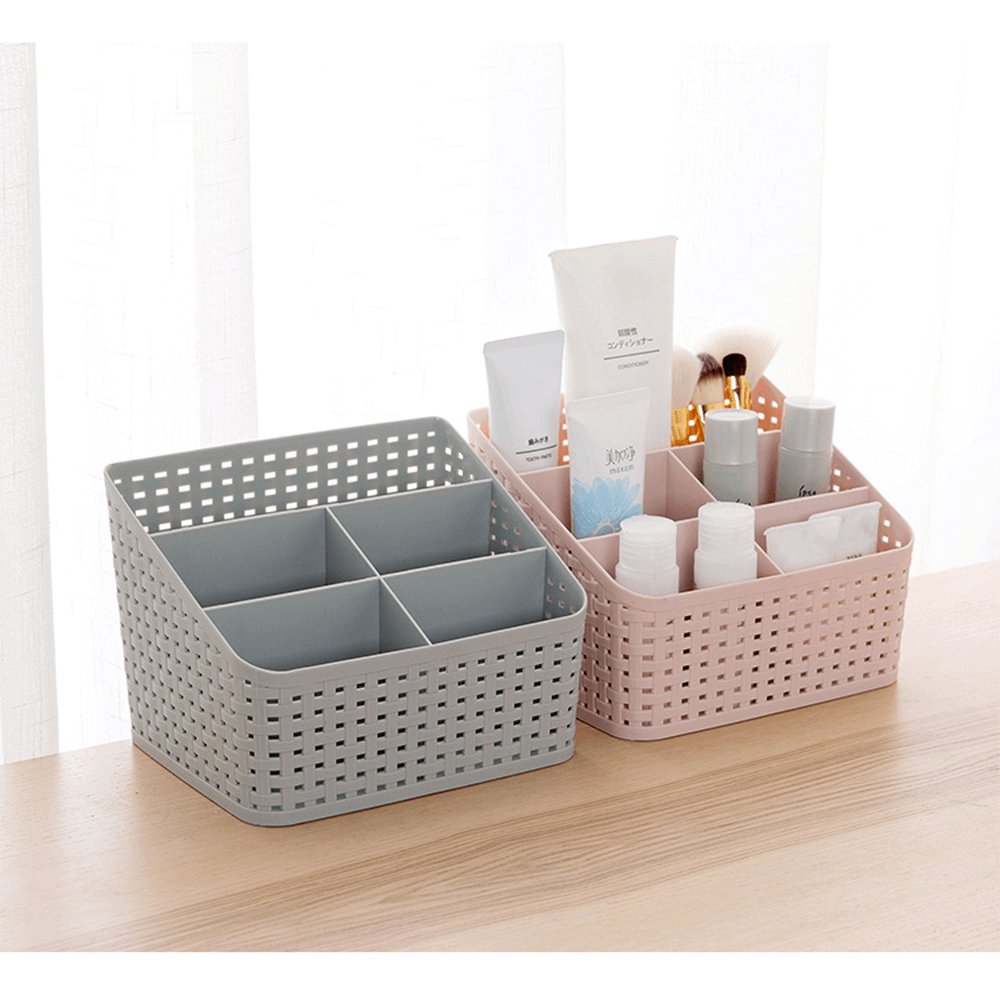 wymiary organizer na kosmetyki brudny róż organizer na biurko 19,5cm 13,5cm 14cm przegródki abs