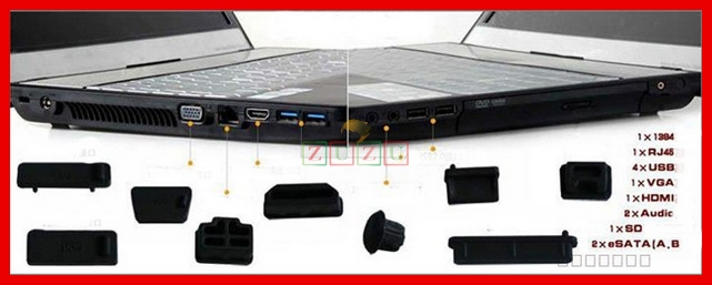 komplet zaślepek silikonowych do portów USB HDMI RJ45 VGA audio eSATA