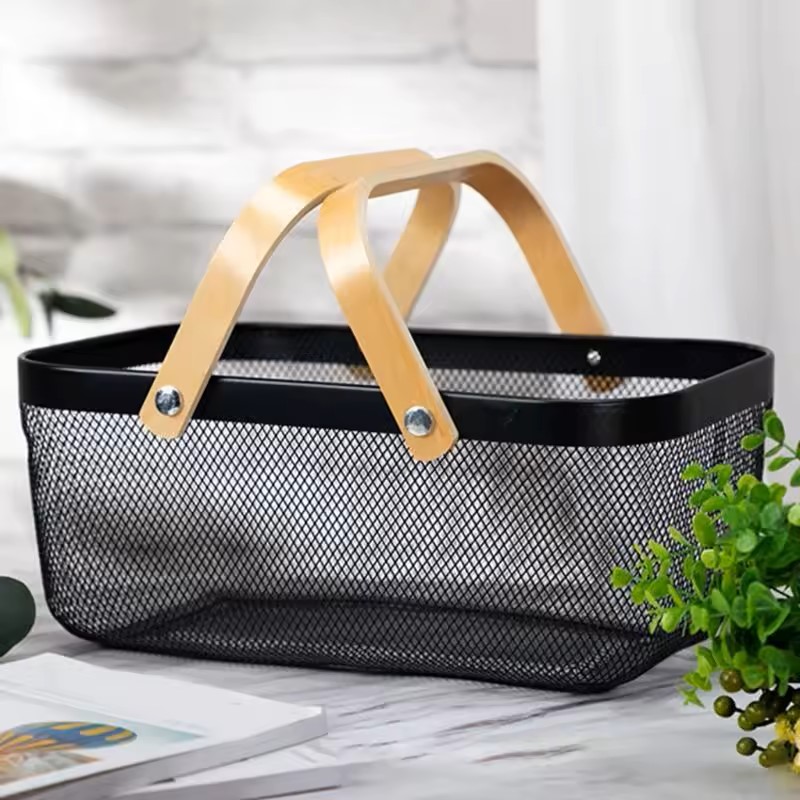 kosz metalowy simplo xl czarny zalety ażurowy design loft drewniana rączka