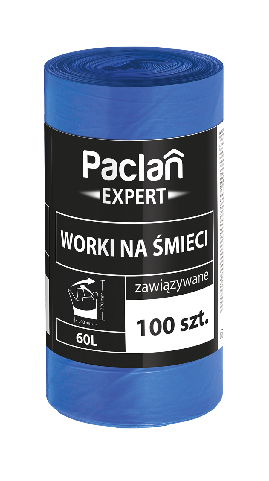 worki na śmieci Paclan 60 l 100 szt duża rolka uszy do wiązania