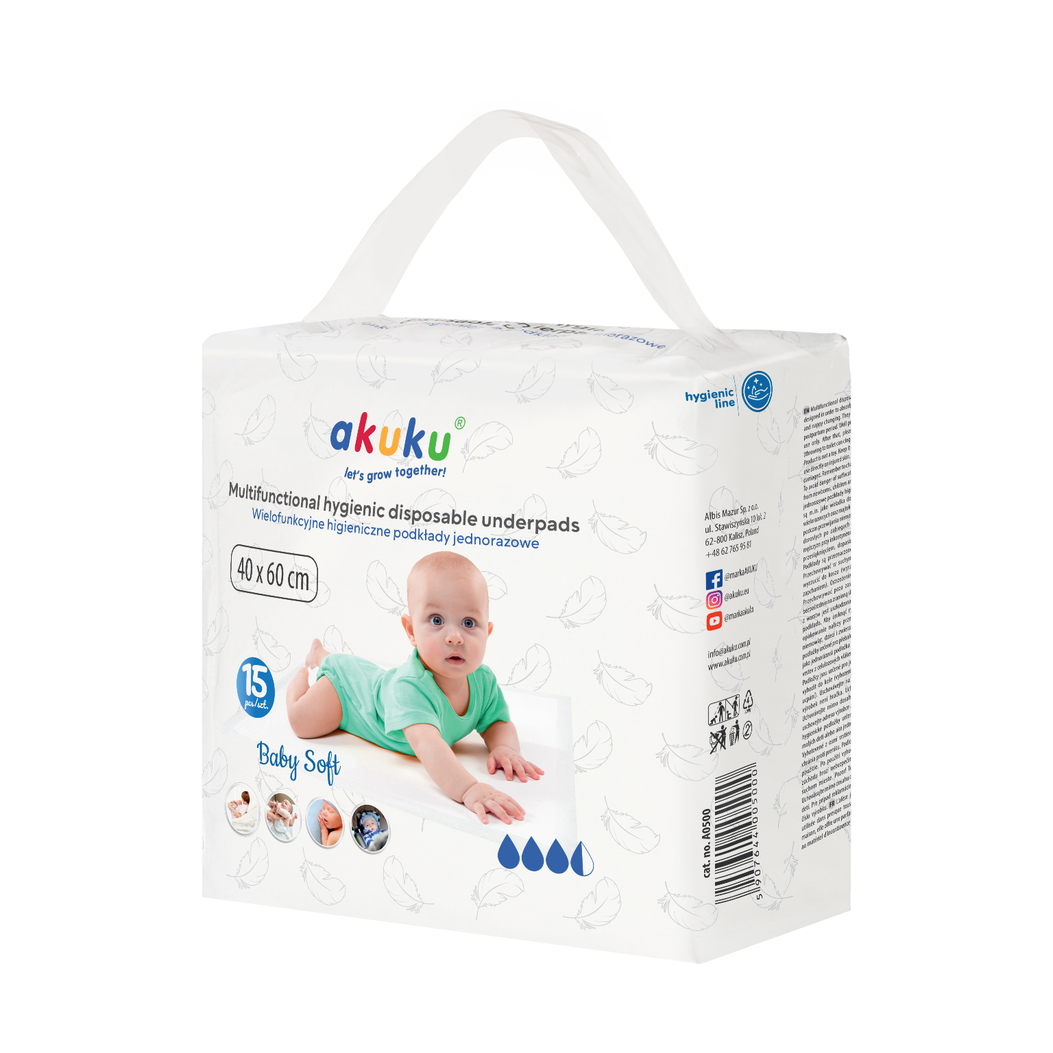podkłady akuku Baby Soft 8 warstw chłonny wkład celulozowy 40x60