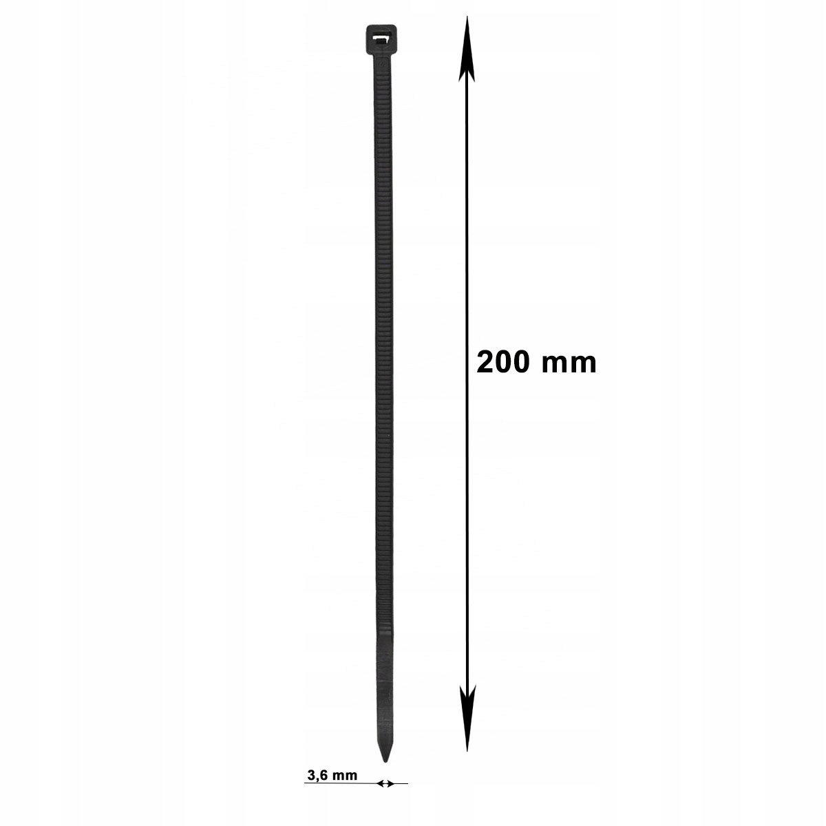 opaski zaciskowe czarne 3,6x200 mm montaż ręczny narzędziem