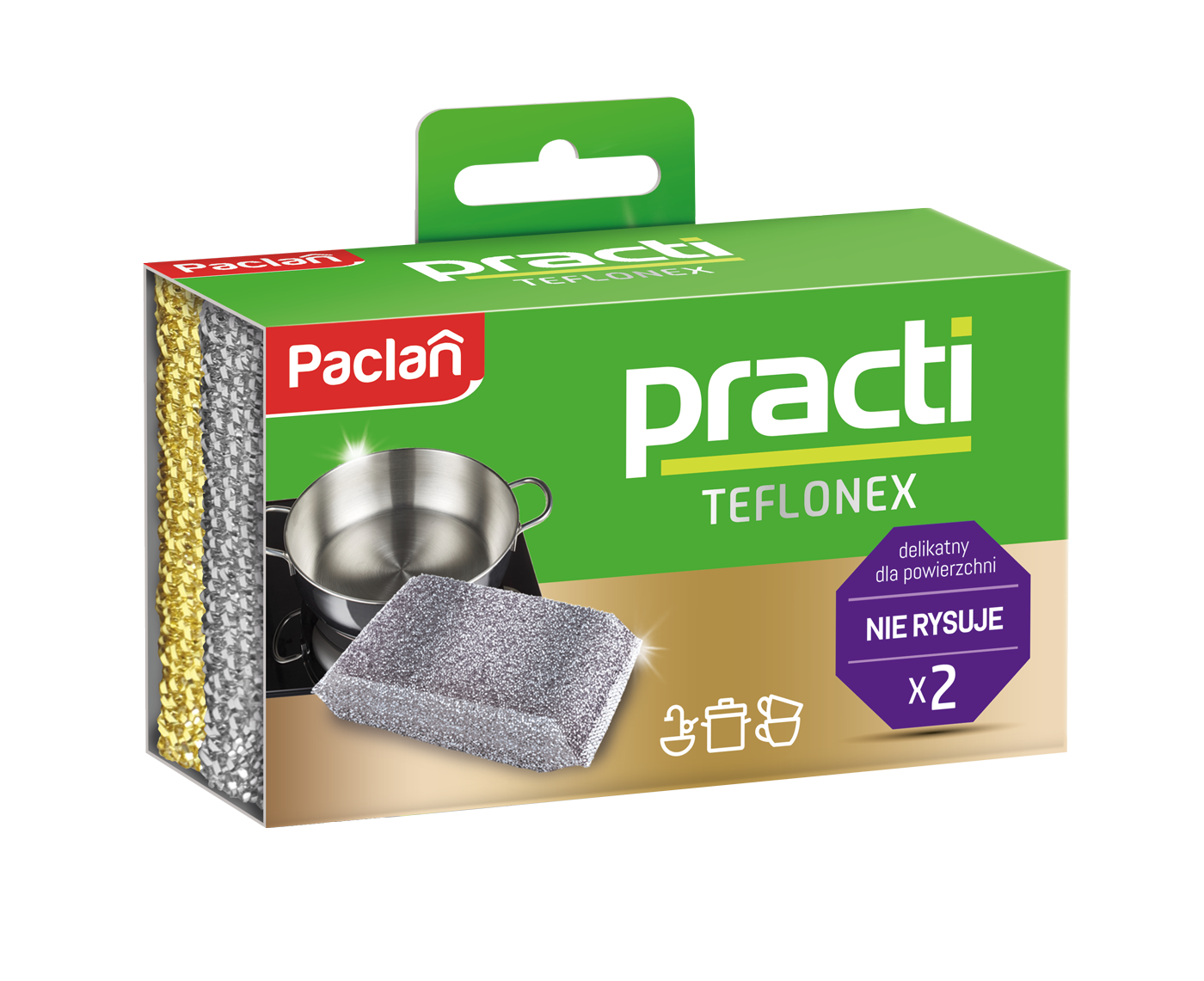 paclan zmywaki gąbki do naczyń teflonex 2 szt ean 5900942137206