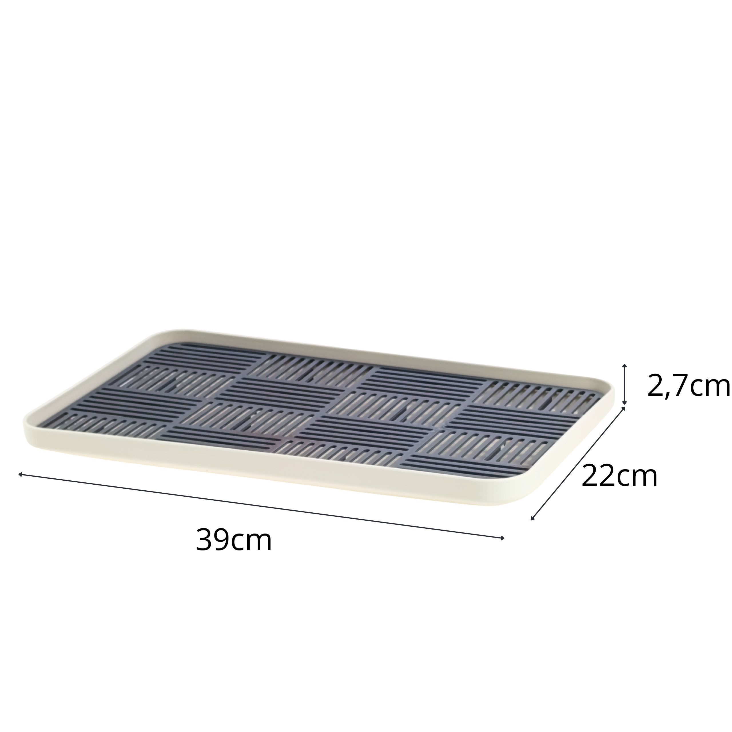 ociekacz na naczynia simplo kremowo szary wymiary 39x22x2,7 cm