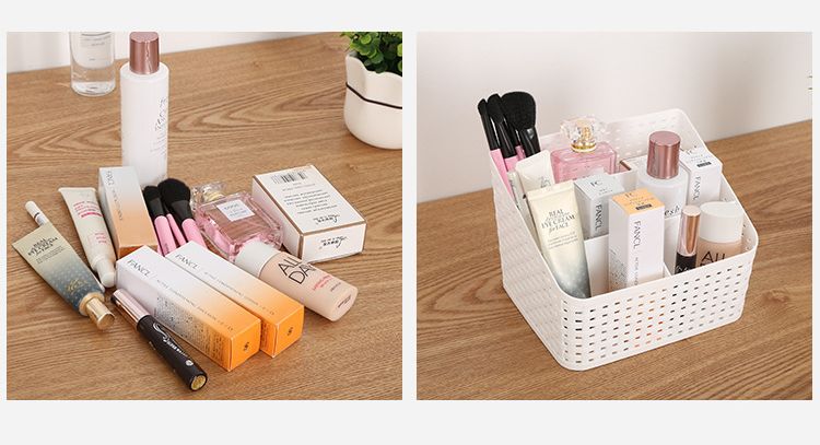 wymiary organizer na kosmetyki biały organizer na biurko 19,5cm 13,5cm 14cm przegródki