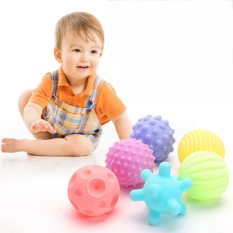 pilki sensoryczne dla dzieci zestaw 6 szt rozne faktury kolory
