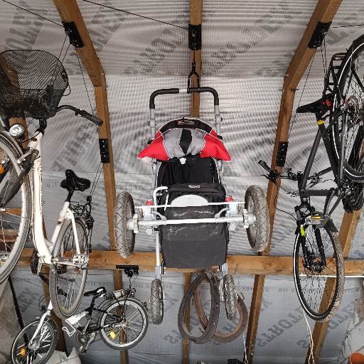 wieszak sufitowy na rower simplo winda na linkach bloczki