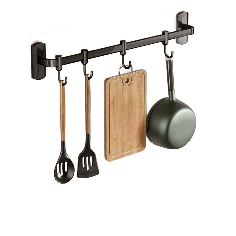 reling kuchenny simplo 26 cm czarny loft wieszak z 4 haczykami montaż bez wiercenia