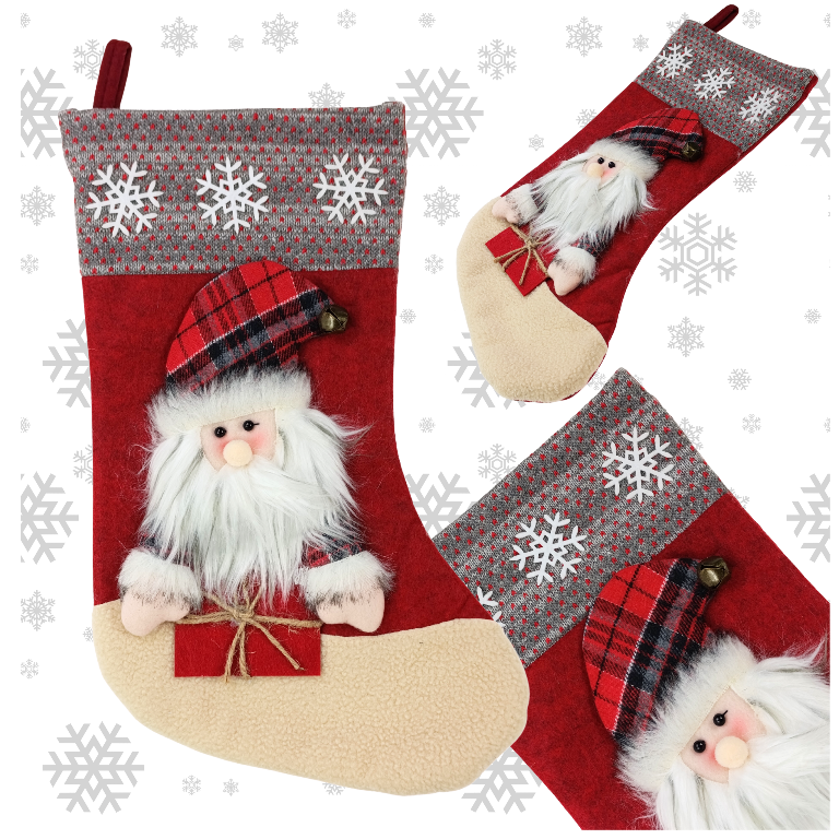 świąteczna skarpeta mikołaj 3D widok z boku solidne szycie