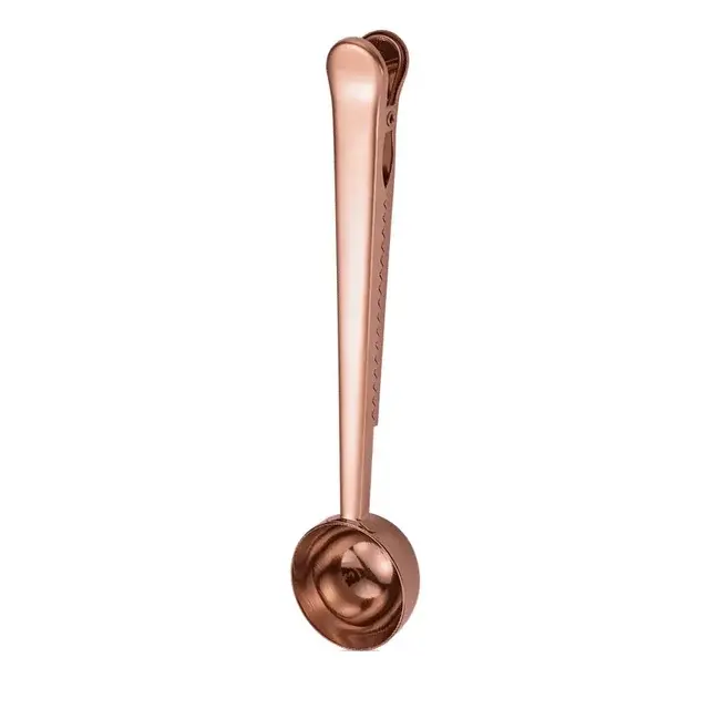 klips kuchenny do torebek z miarką 18 ml różowe złoto stalowy 17,5 cm 5903068136146