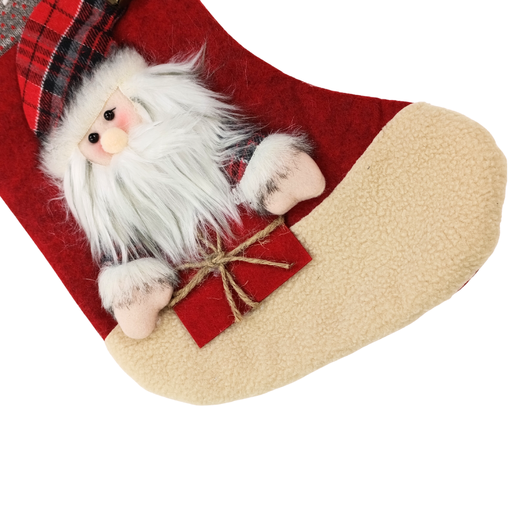 dekoracja bożonarodzeniowa skarpeta mikołaj 3D na kominek i okno