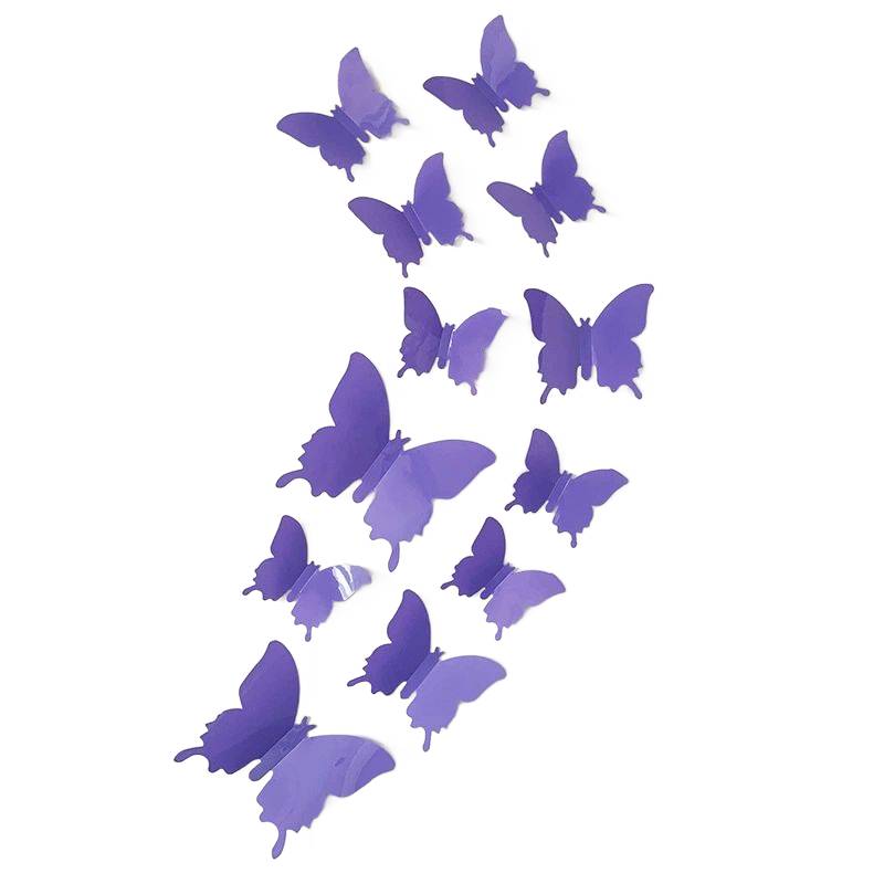 fioletowe naklejki ścienne motyle 3D zestaw 12 sztuk zdjęcie 1
