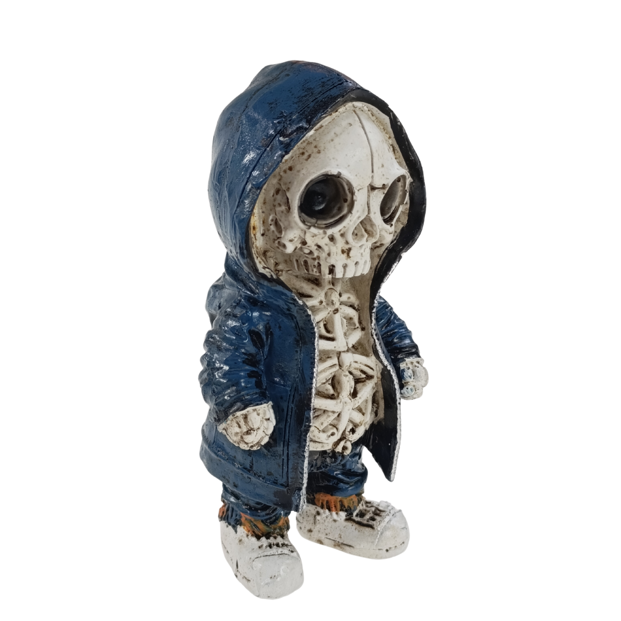Figurka szkieletor Halloween detal malowania niebieska kurtka