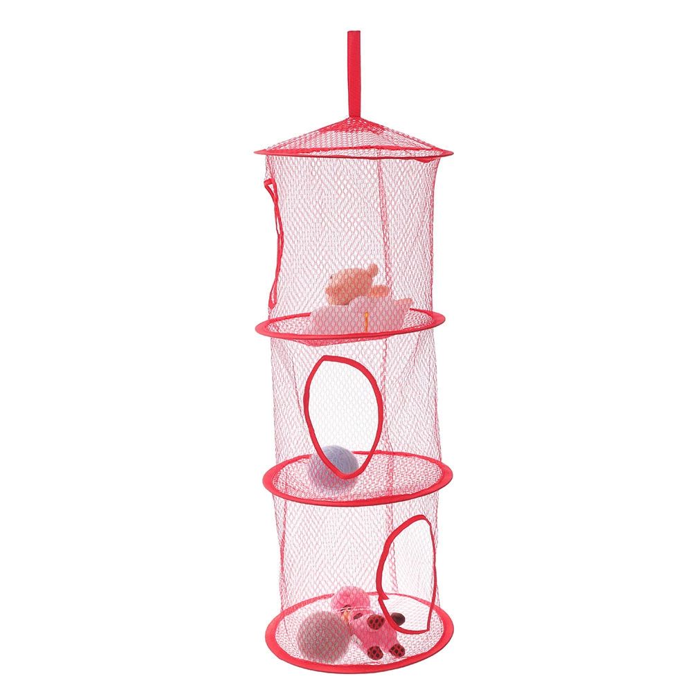 organizer wiszący na zabawki simplo czerwony składany kosz 3 komory