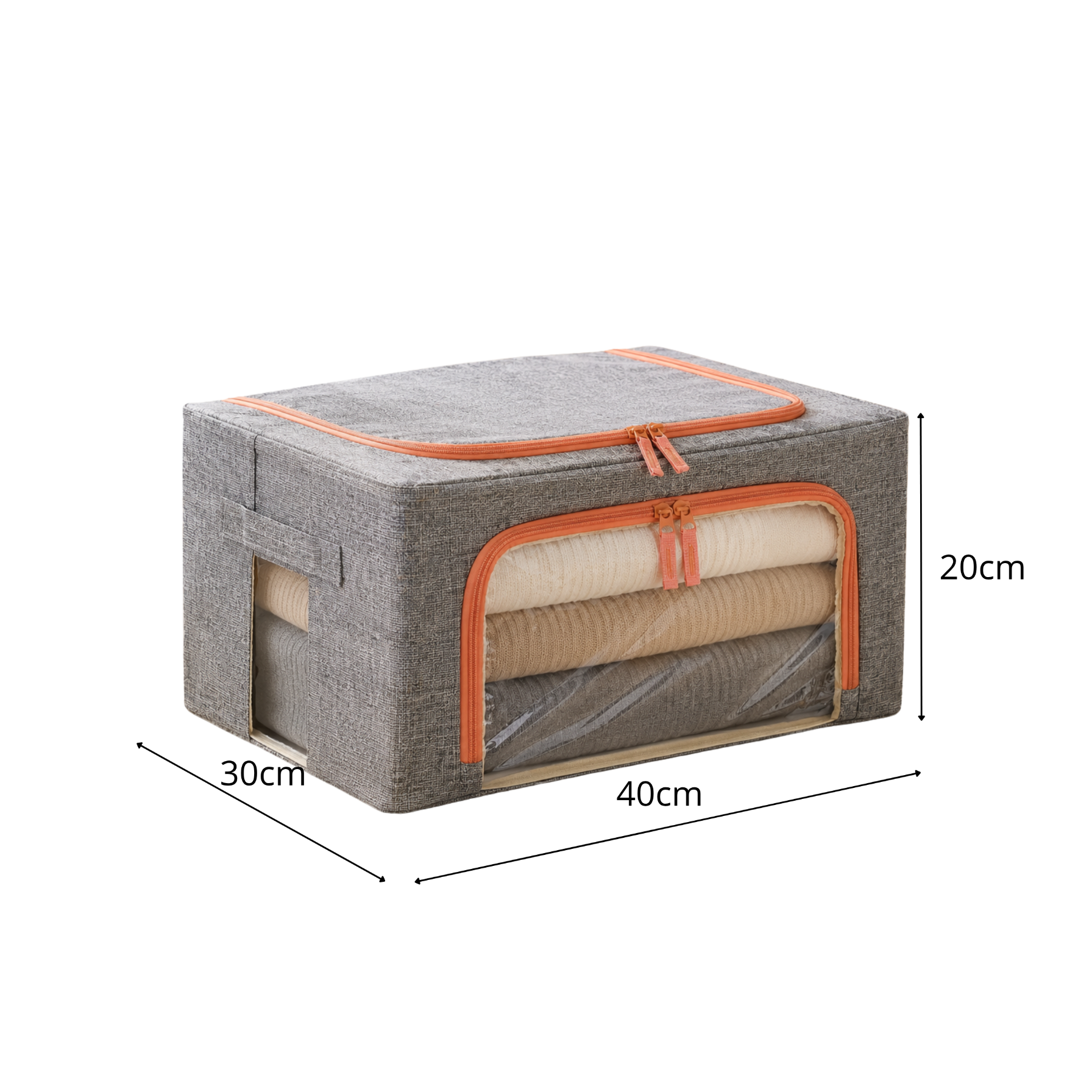 organizer do pościeli simplo szary 40x30x20 cm pojemność 24 litry