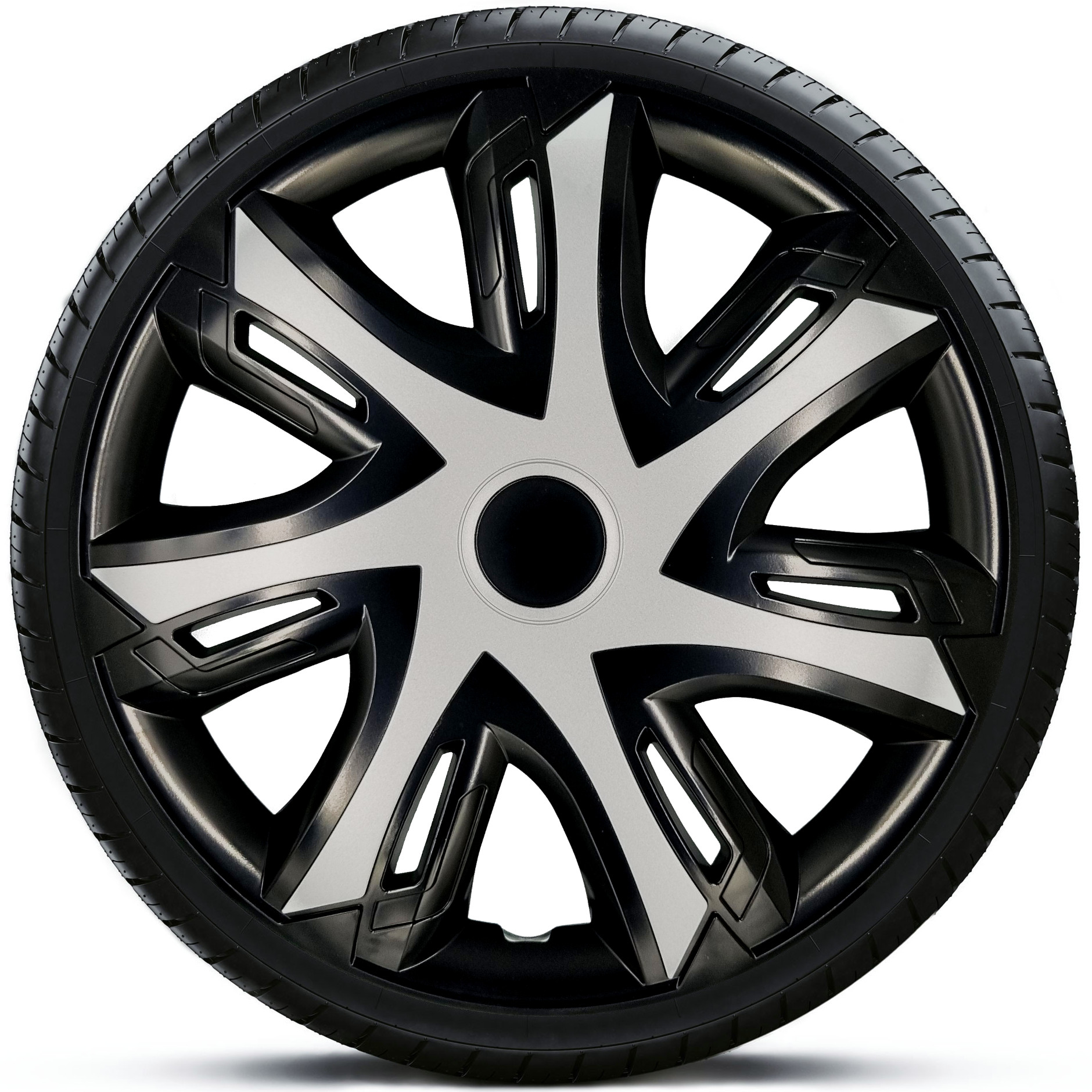 4x Kołpaki 15 N-POWER SREBRNE TUNING