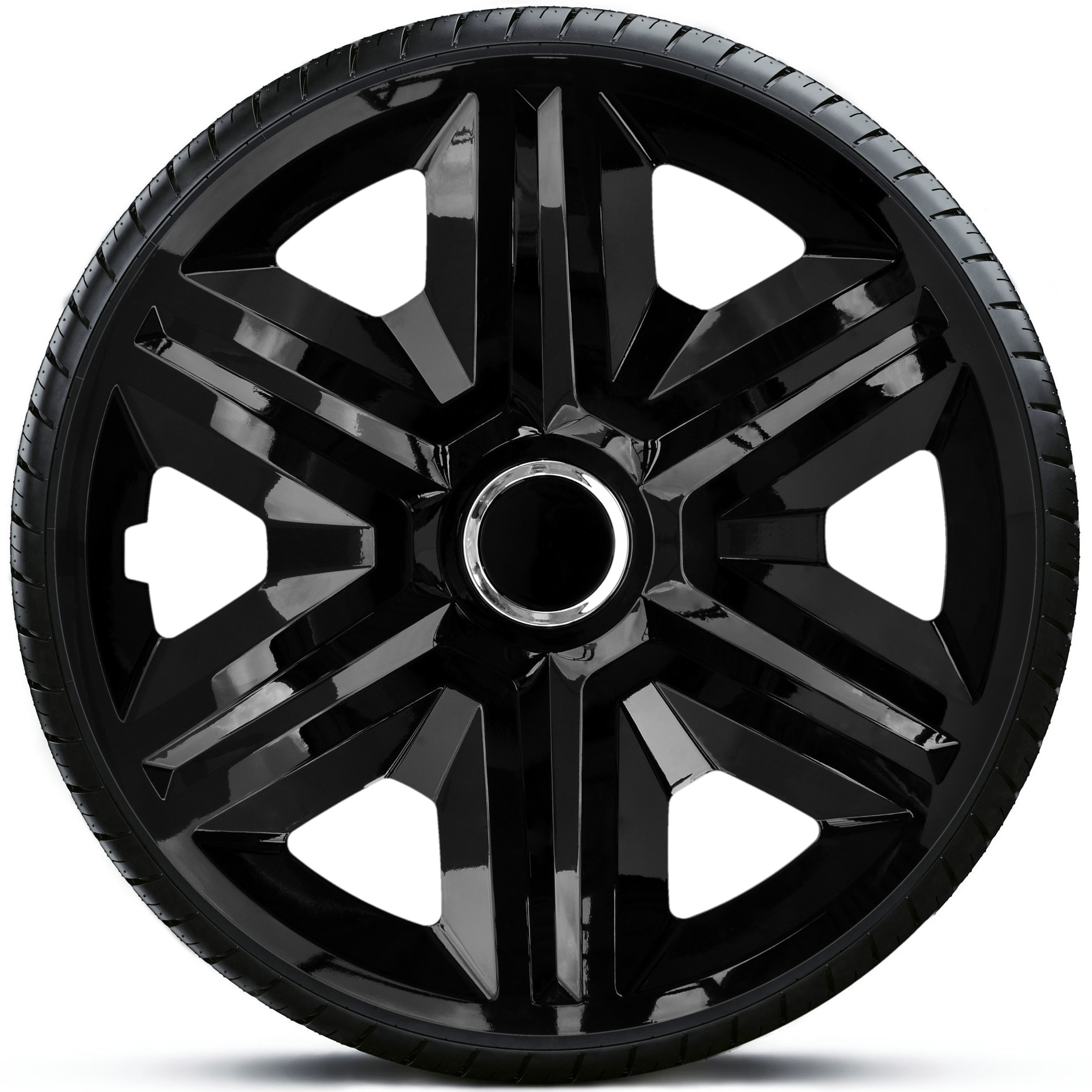 4x Kołpaki 15 cali uniwersalne NRM FAST CZARNY LAKIEROWANY + RING Komplet