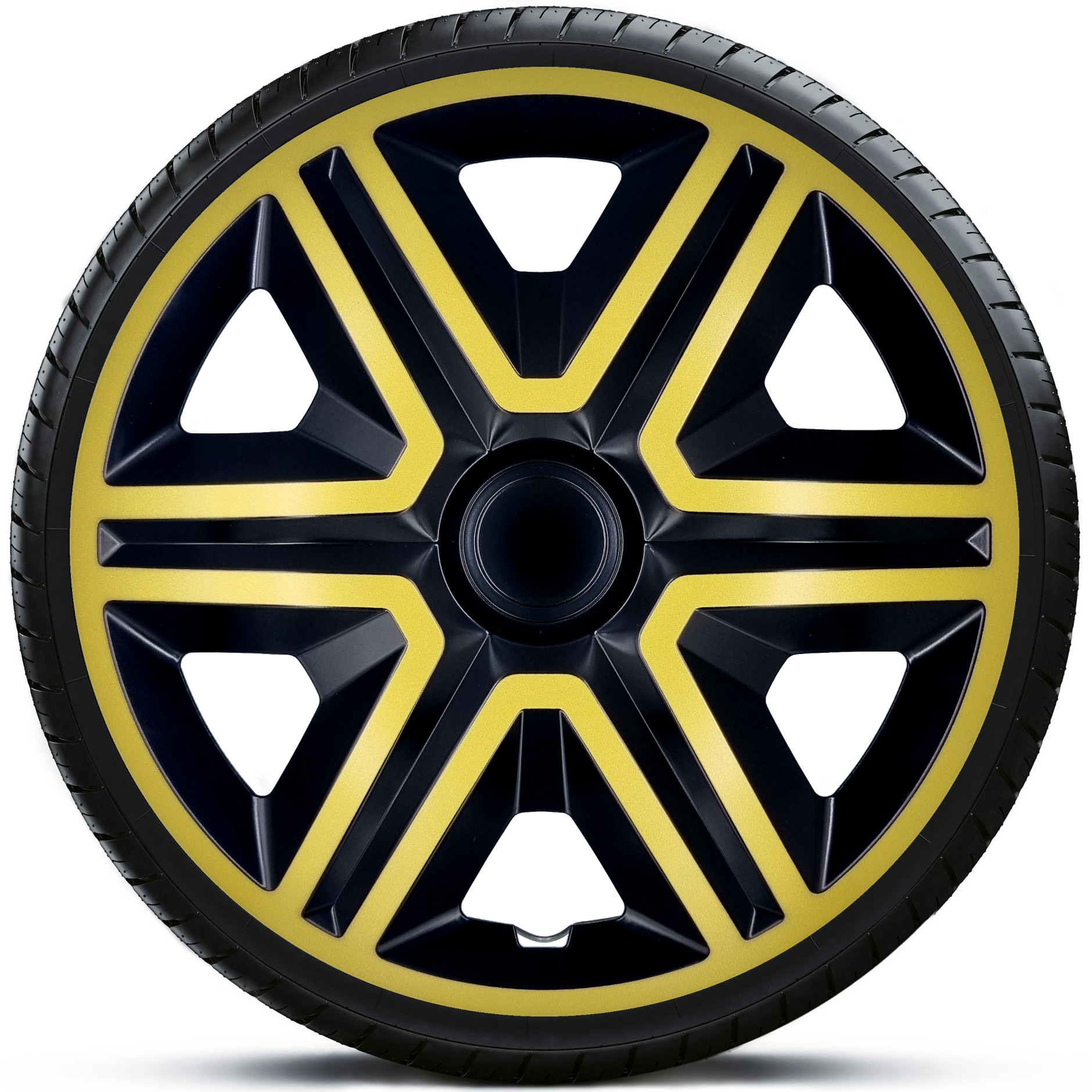 4x Kołpaki 16 ACTION ZŁOTO CZARNE TUNING