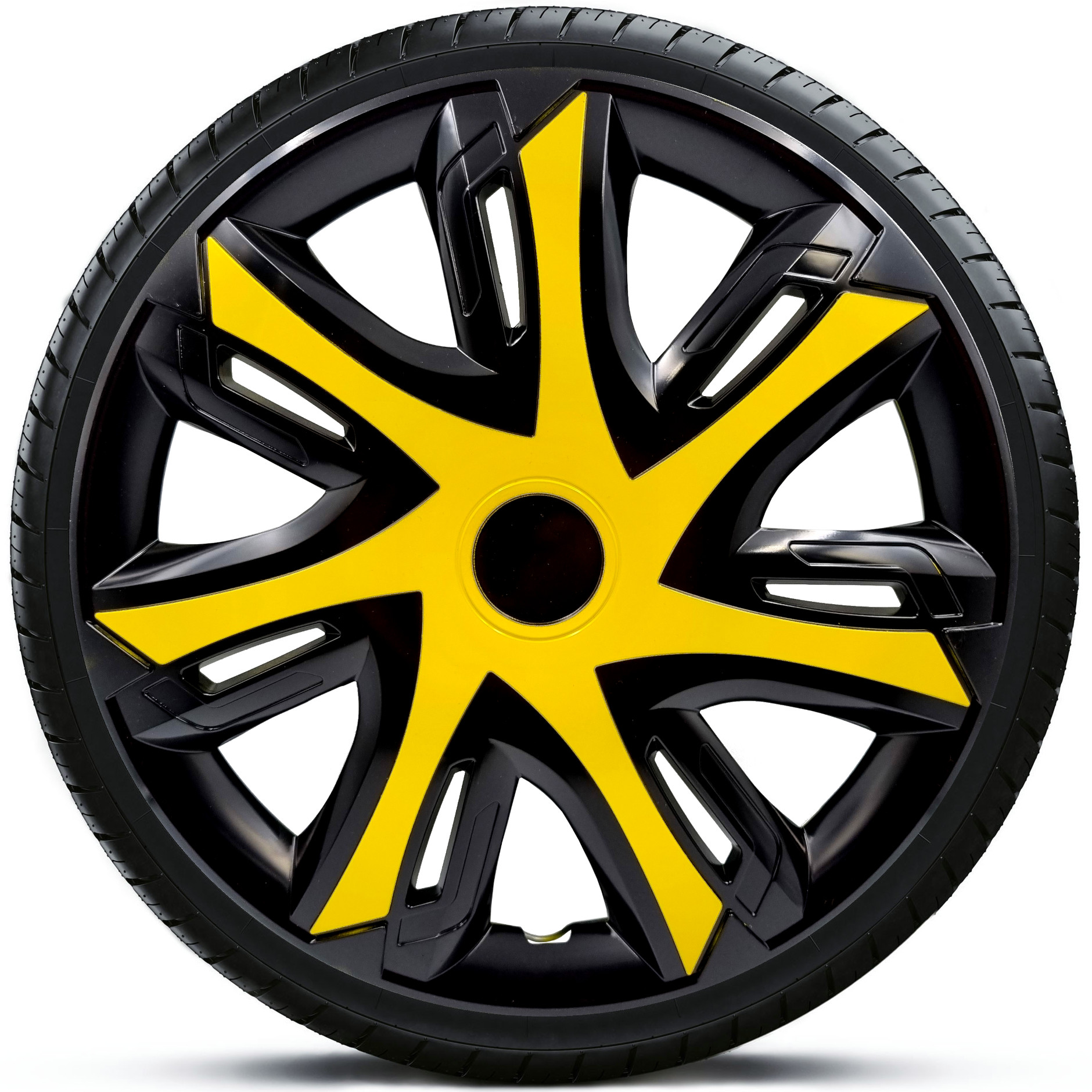 4x Kołpaki 14 N-POWER ŻÓŁTE TUNING