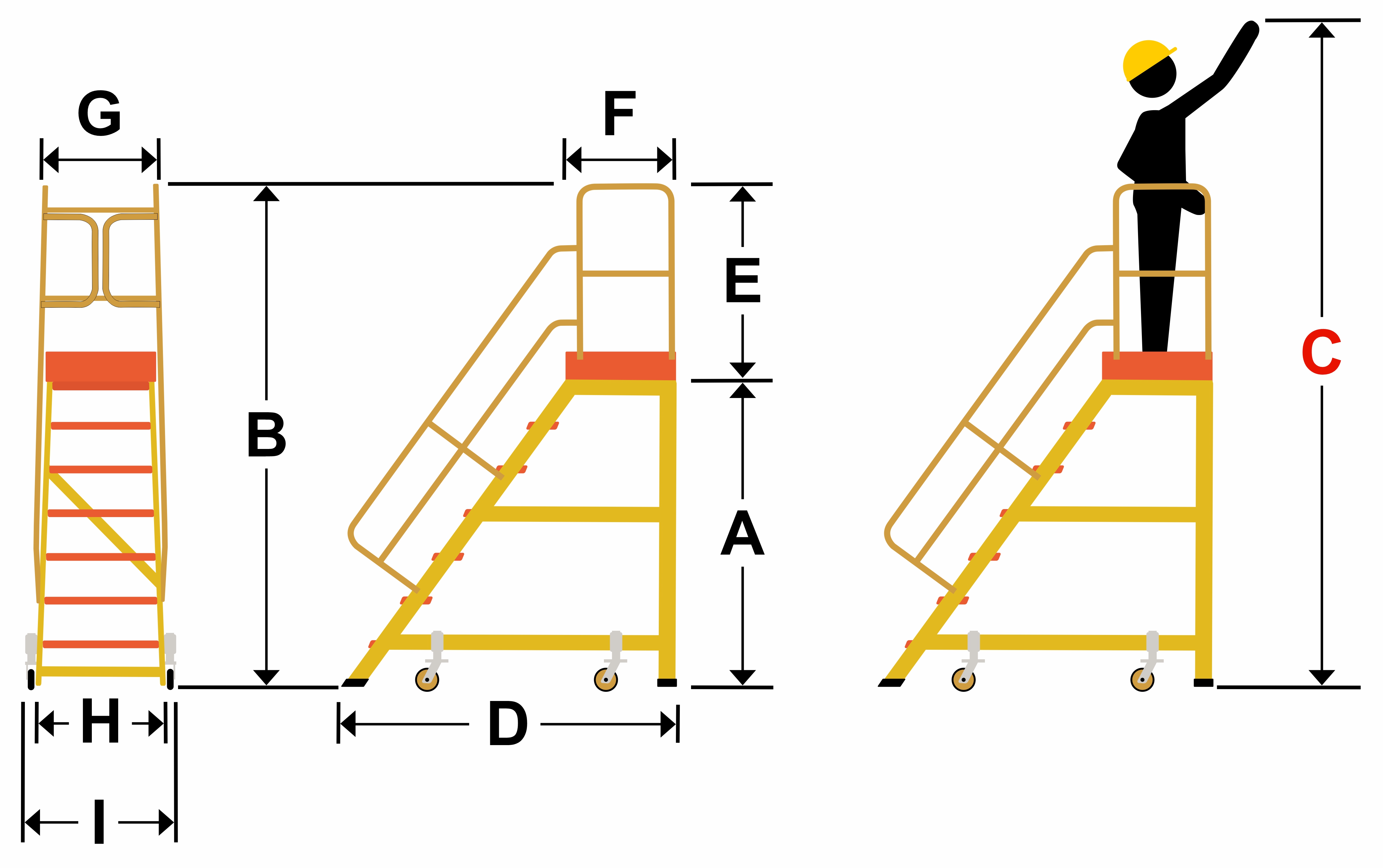 Drabina magazynowa podest jezdny HIGHER 87-YPRO 8705-Y 5 stopni + podest