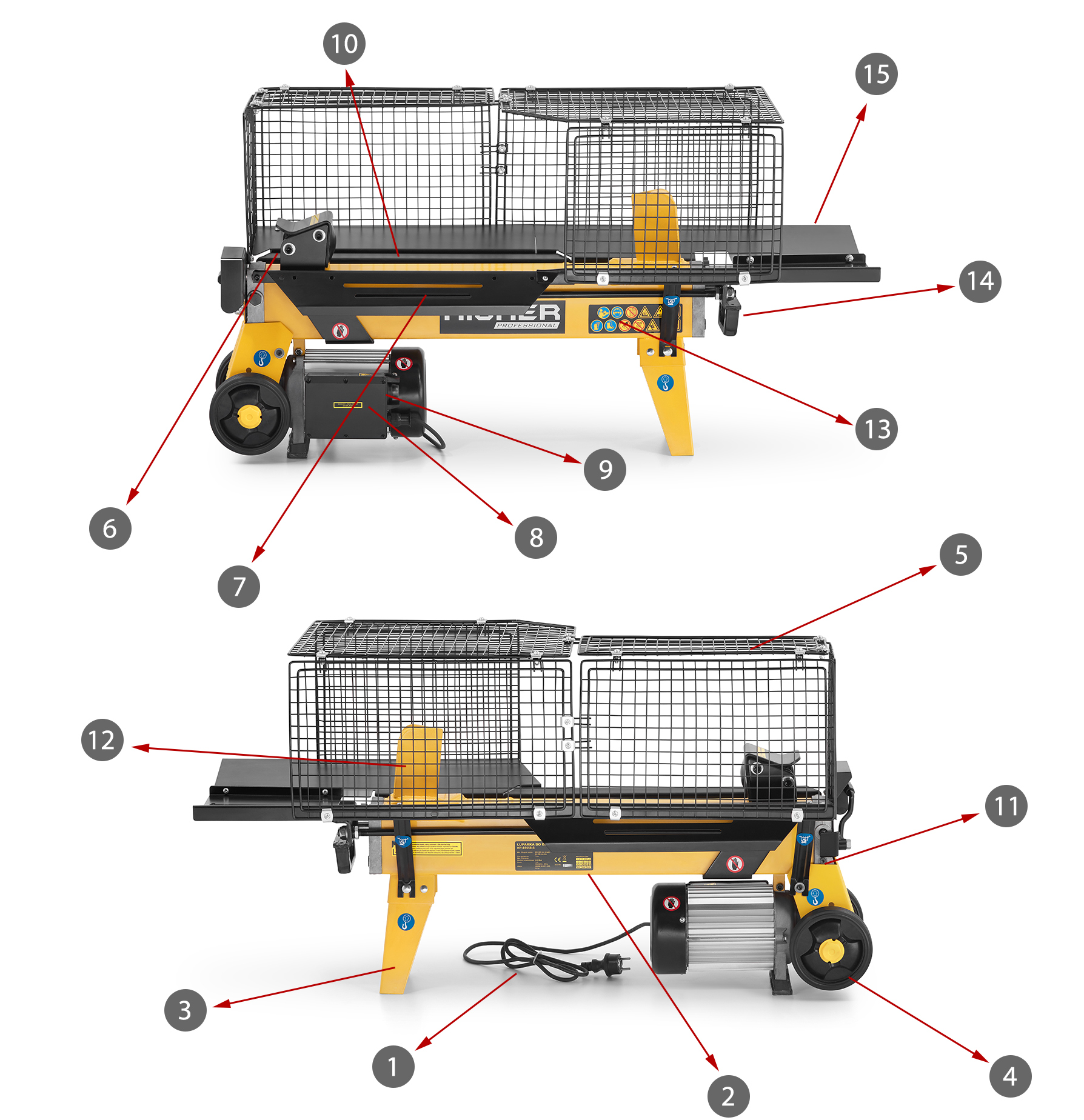 Łuparka hydrauliczna do drewna pozioma 10 ton HIGHER rębak na drewno