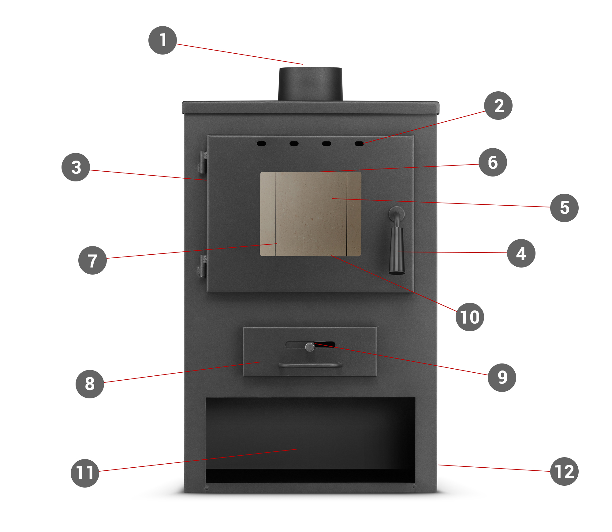 Piec kominek stalowy szamotowy BLIST B1 e koza 9kW