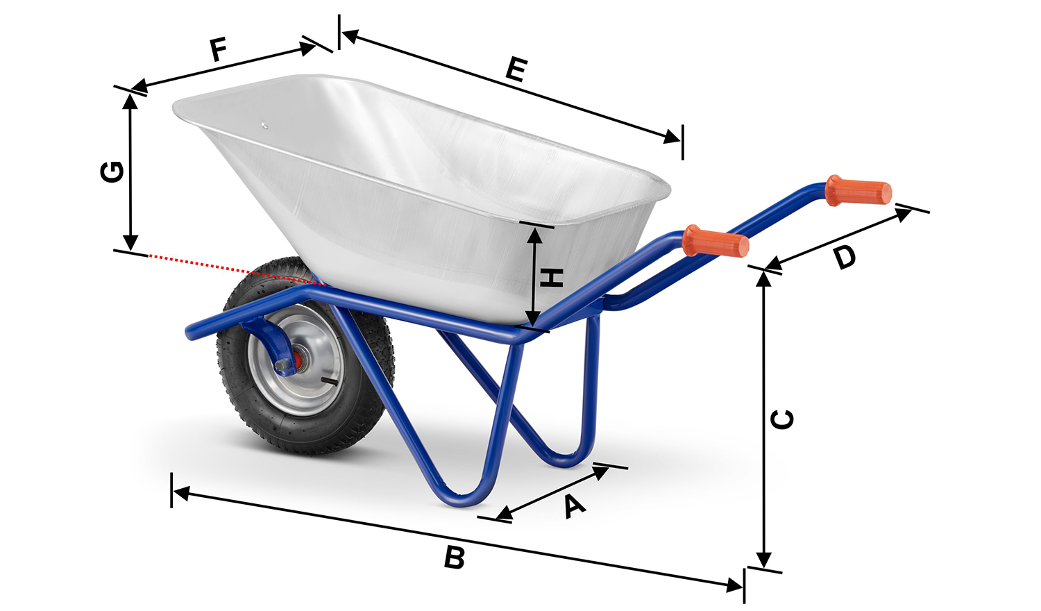 Taczka budowlana ogrodowa ocynkowana mocna KPGD-567 140 L / 210 kg