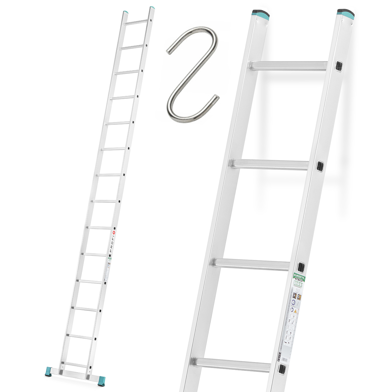 Drabiny drabina aluminiowa przystawna ALOSS mocna TUV 1x14 - 3,98m