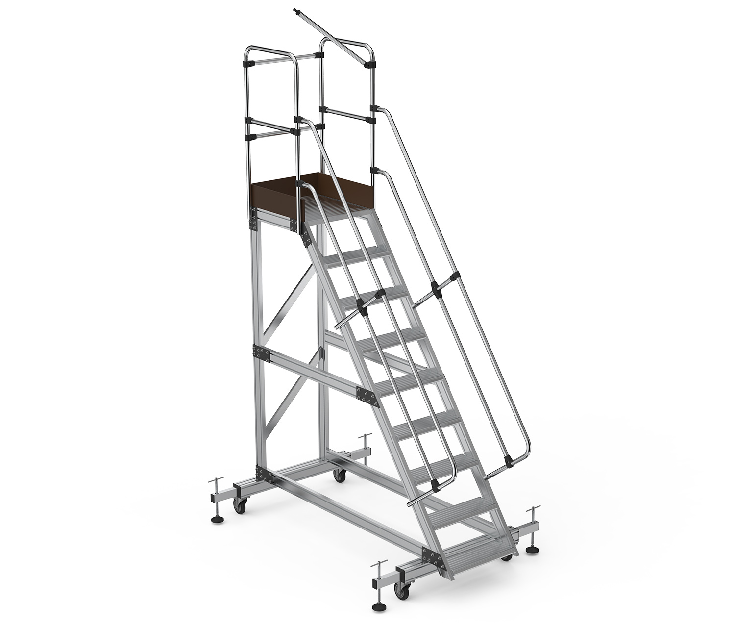 Drabina magazynowa podest jezdny HIGHER 87PRO 8708 8 stopni + podest