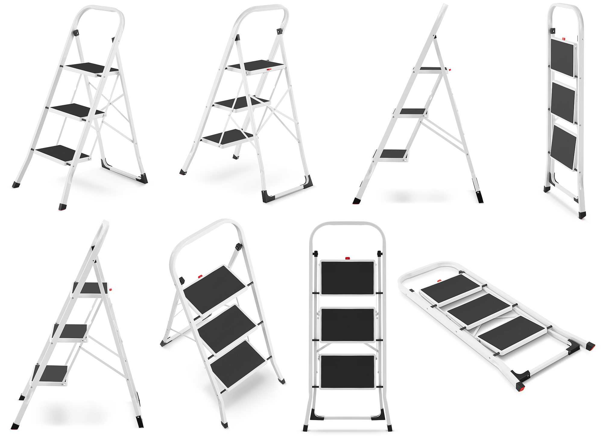 Drabina domowa lekka składana stalowa drabinka schodki 3 stopnie HIGHER BI