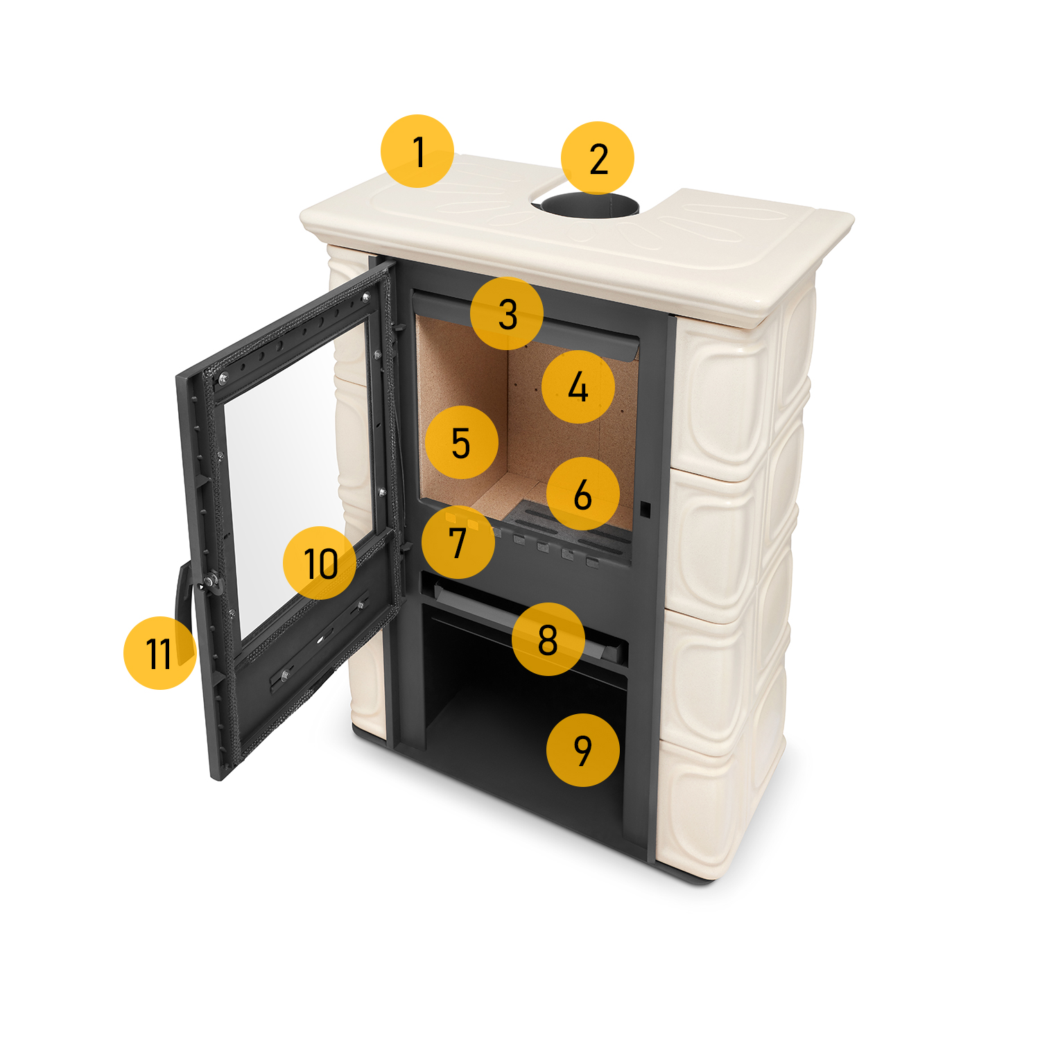 PIEC KAFLOWY kominek koza stalowy wkład ELDUR OLIVE