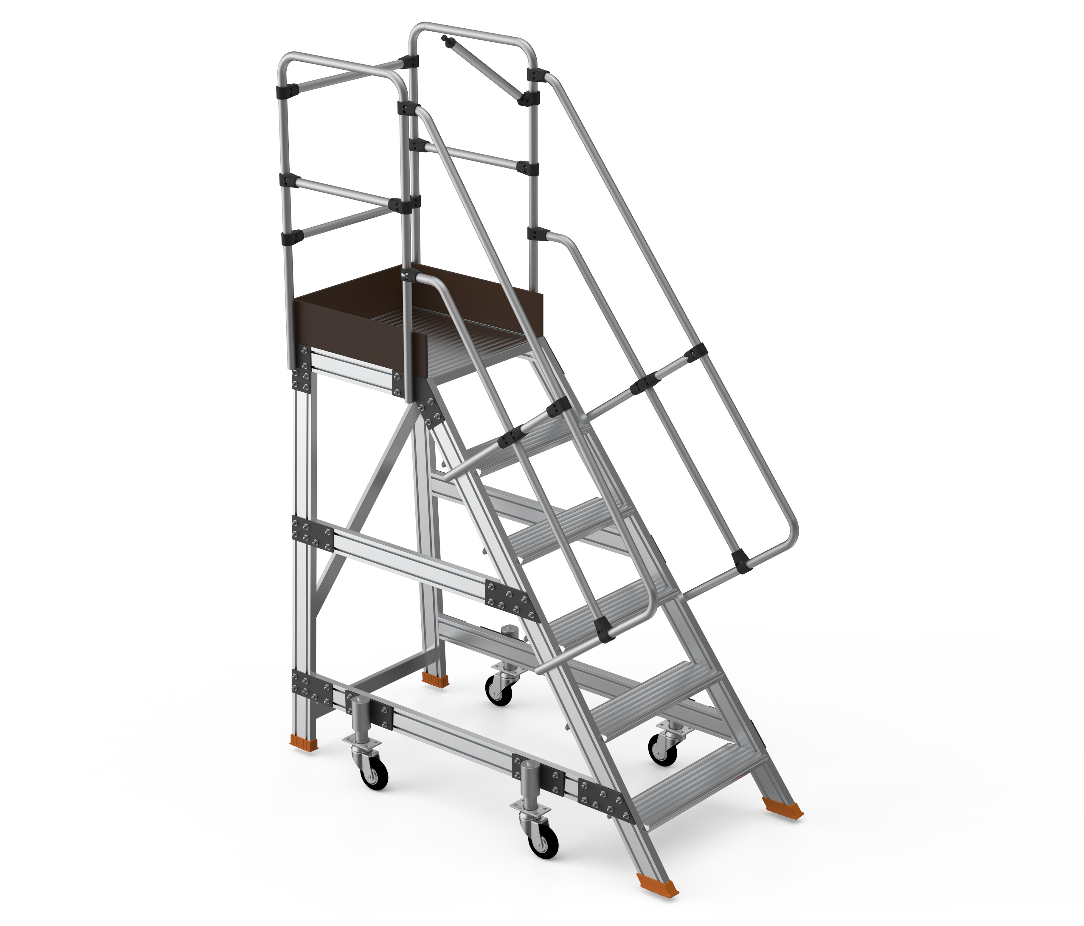 Drabina magazynowa podest jezdny HIGHER 87-YPRO 8705-Y 5 stopni + podest